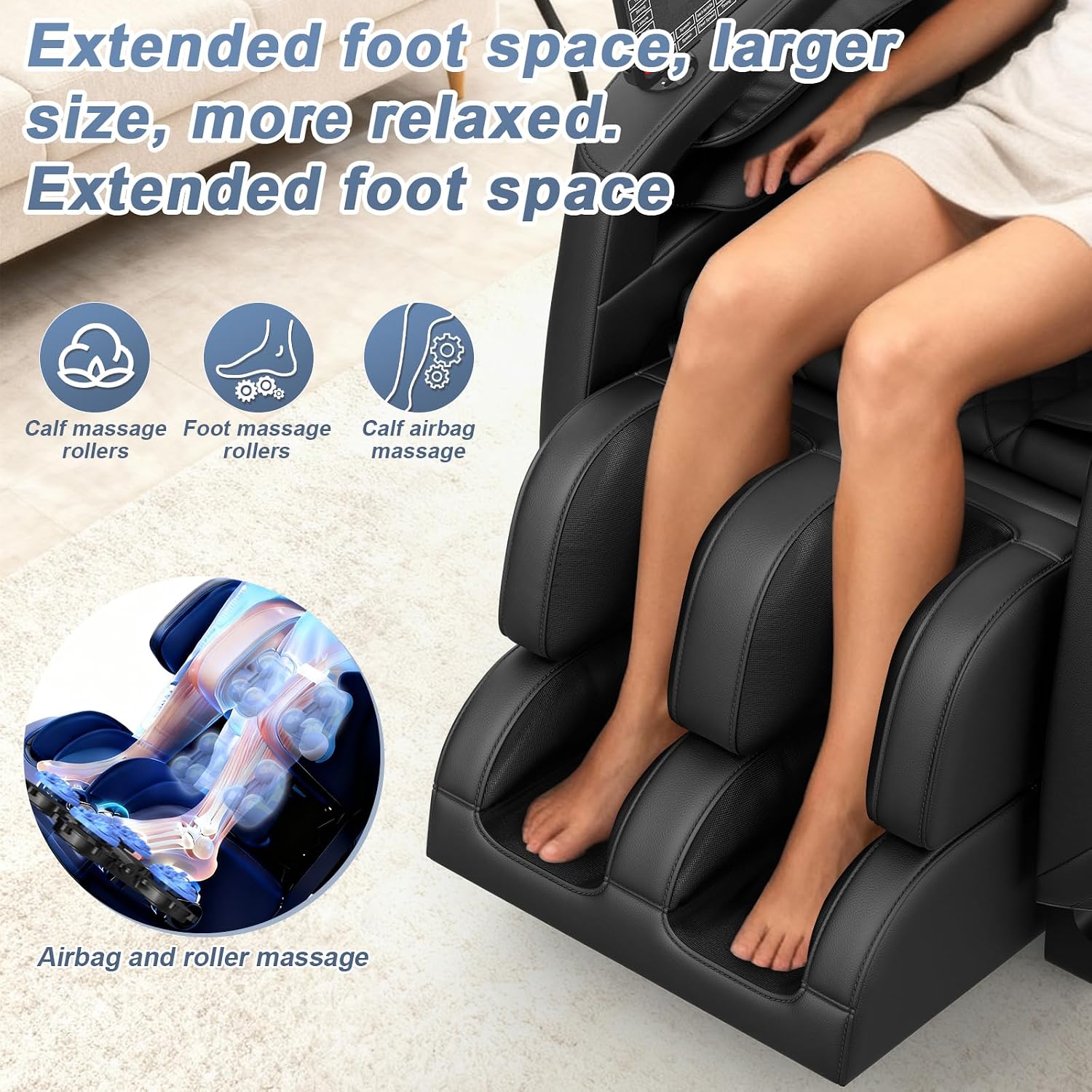 Thumbnail 4 de Srfzluxy Poltrona massaggiante – Zero Gravity, 16 massaggi e 8 airbag, riscaldamento lombare, rulli per polpacci, altoparlante Bluetooth