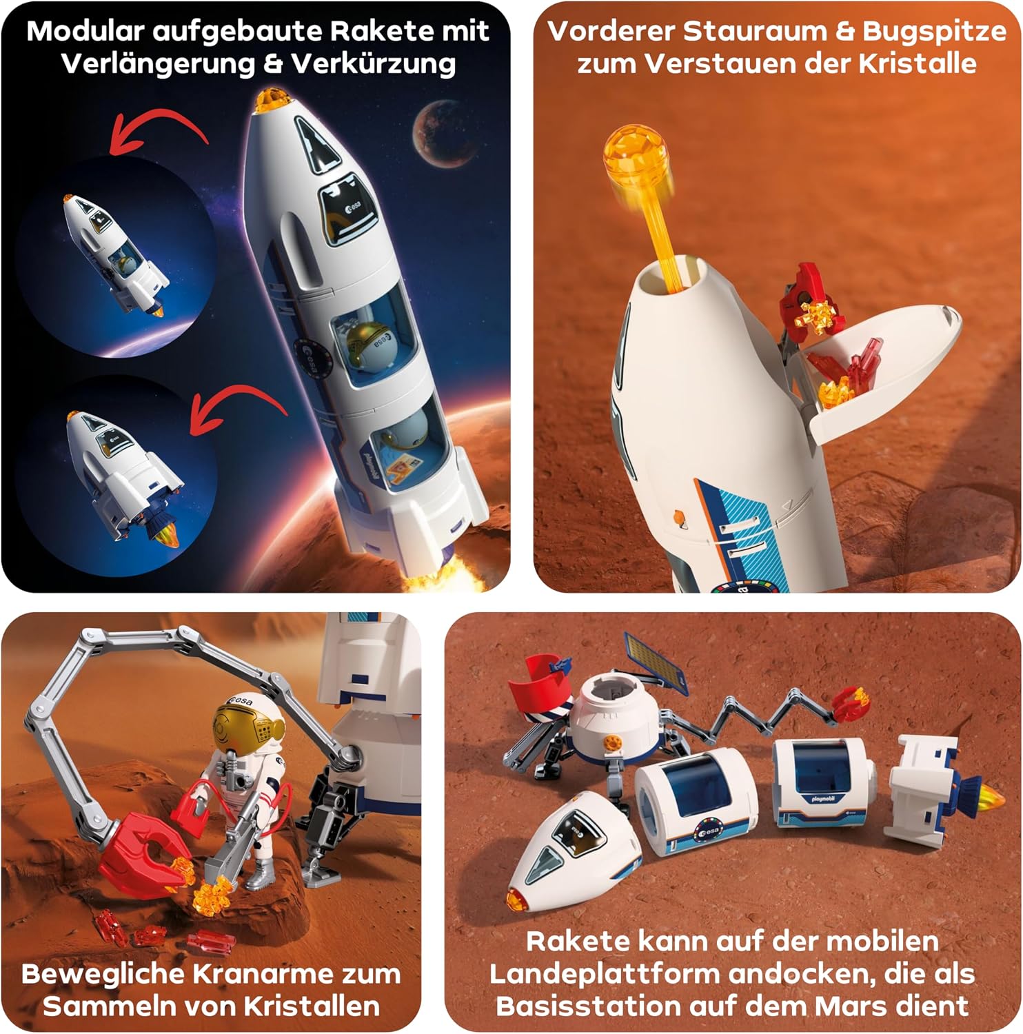 Detalle de PLAYMOBIL Space ESA Mars-Forschungsrakete 72011 – Modulares Weltraum‑Set ab 4 Jahren