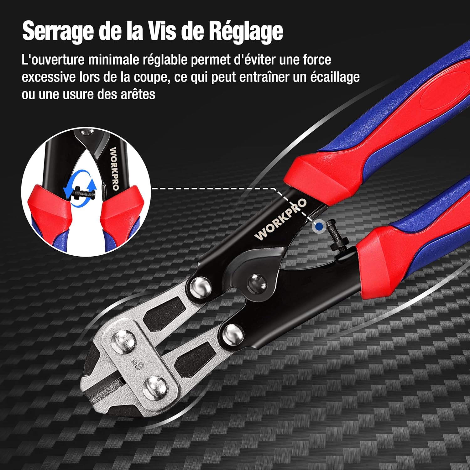Thumbnail 1 de WORKPRO Mini coupe-boulons 210 mm coupe-câble Cr-V 🛠