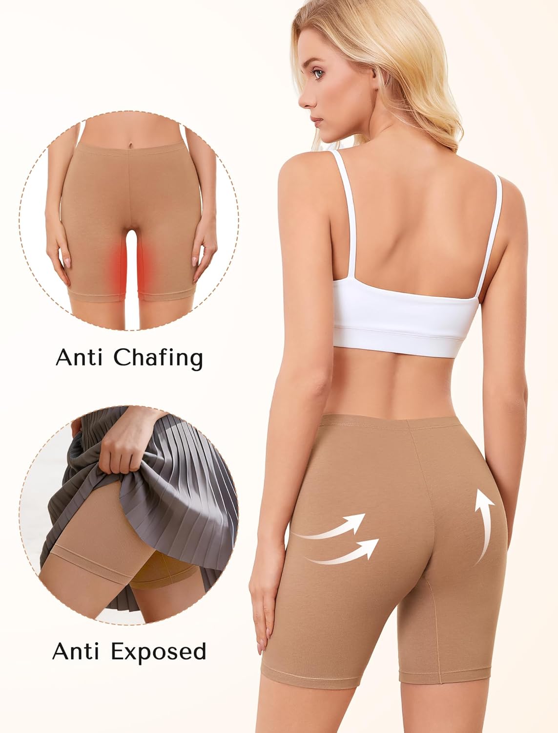 Detalle de VOENXE Boxer da Donna Cotone – Mutande Pantaloncini anti-sfregamento, cotone 95% spandex 5%, pacco da 4