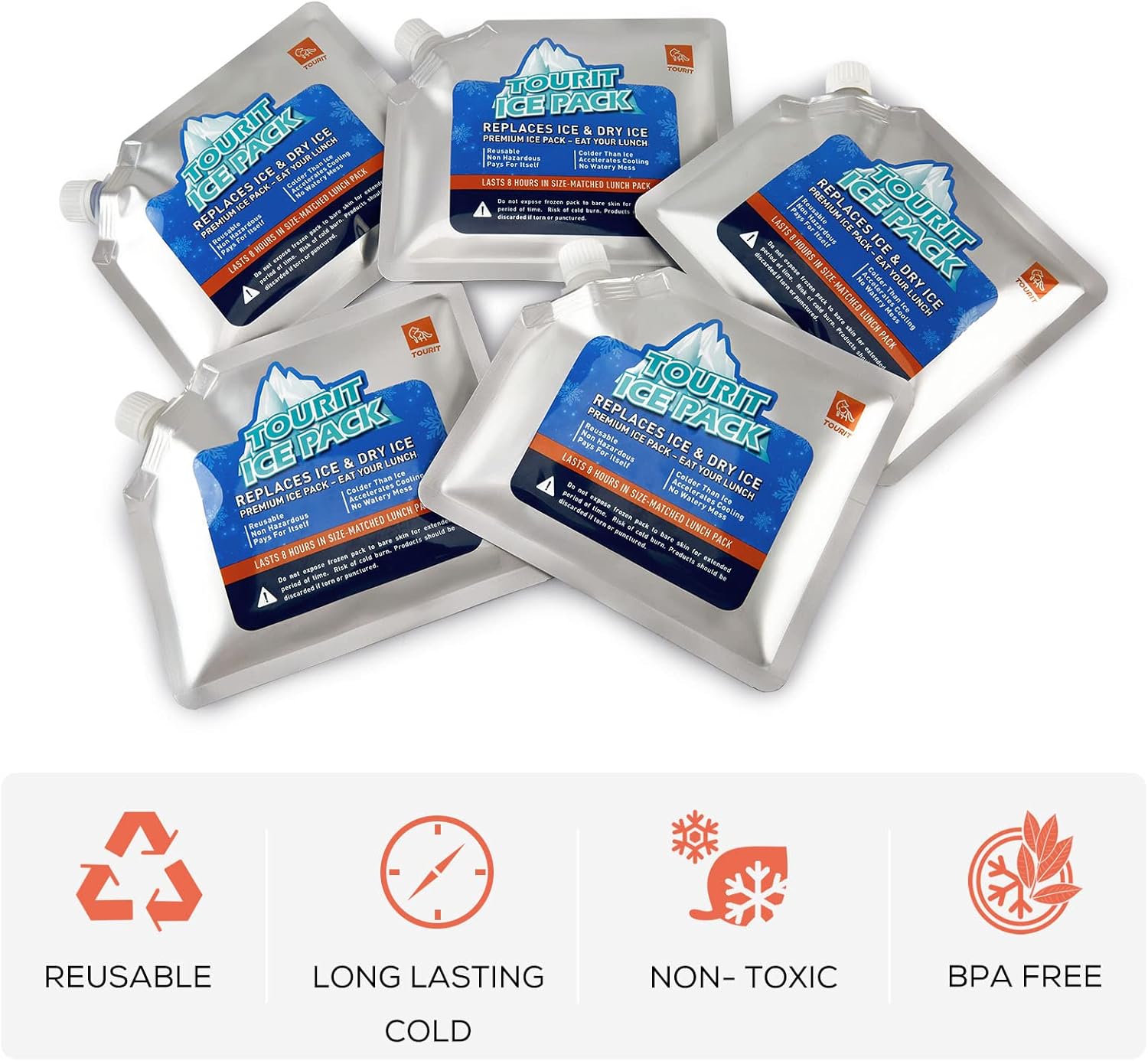 Thumbnail 2 de TOURIT Kühlakkus Kühlpack 5er-Set (340 ml) für Kühlbox & Kühltasche