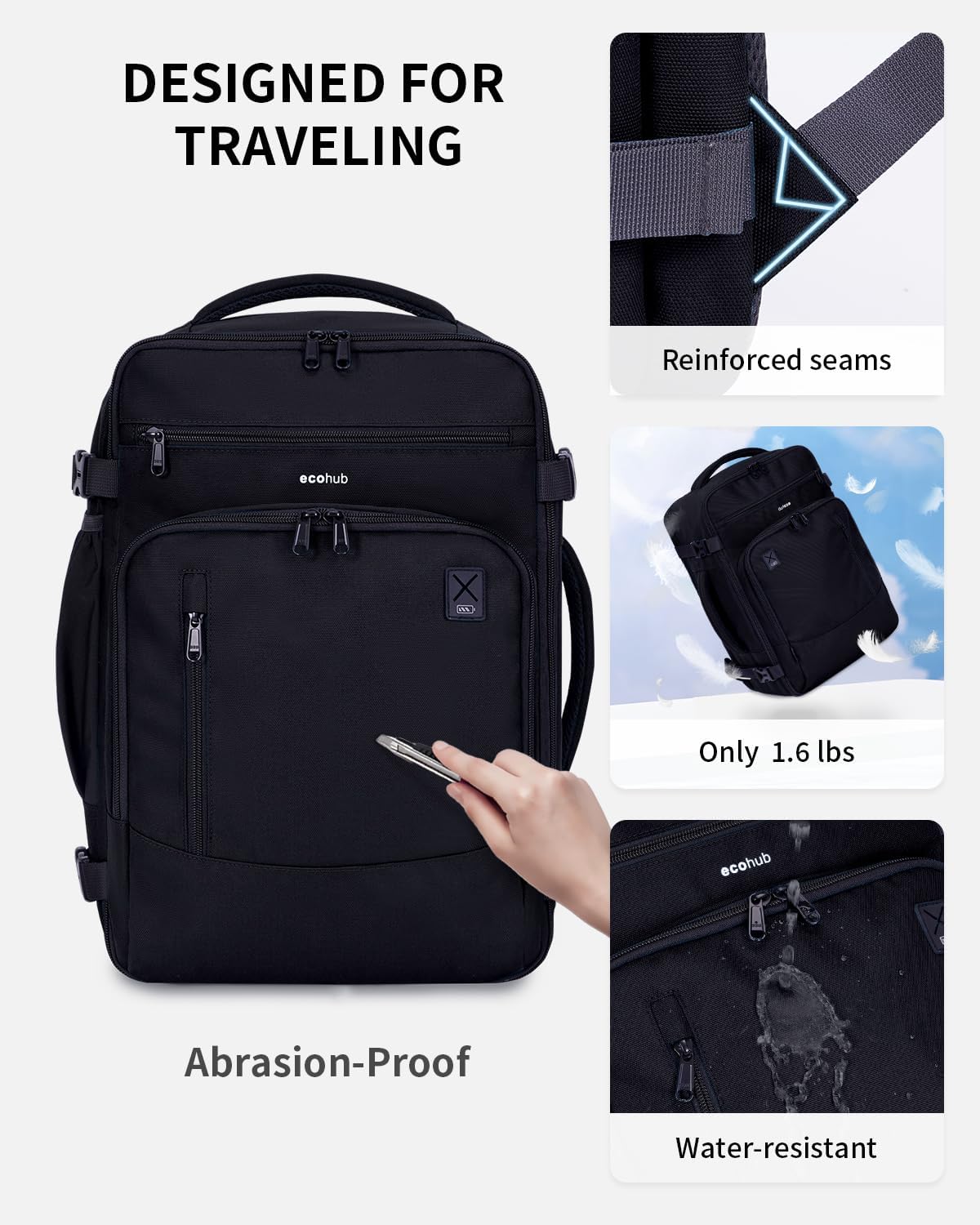 Thumbnail 5 de ECOHUB 17" Small Travel Backpack: Ultra-compact 25L Under-Seat Pack