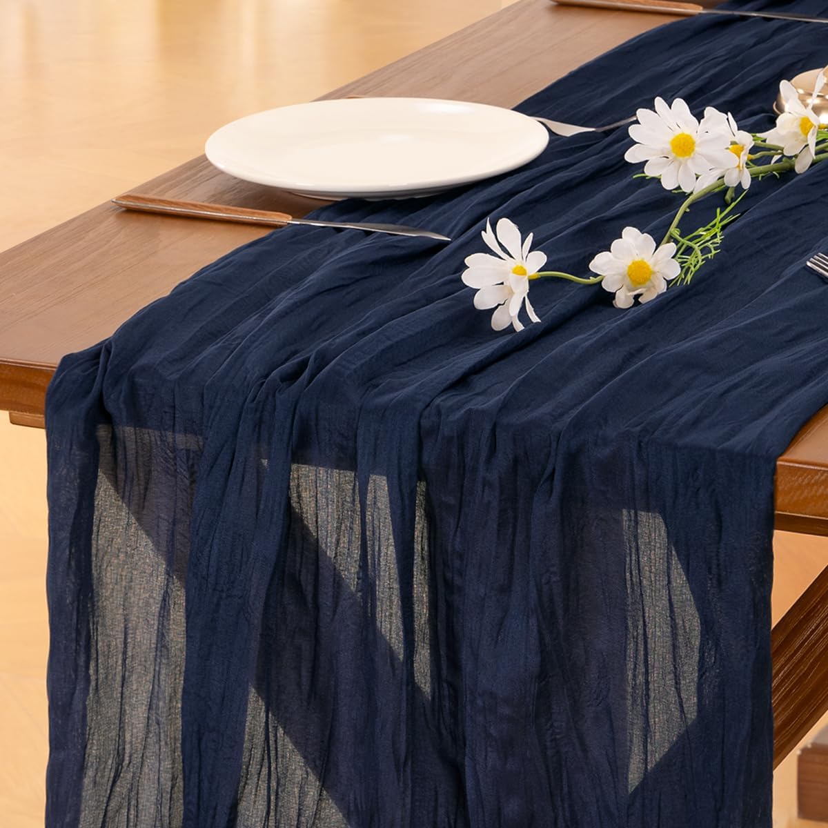 Thumbnail 6 de Cheesecloth Table Runner, Dusty Blue