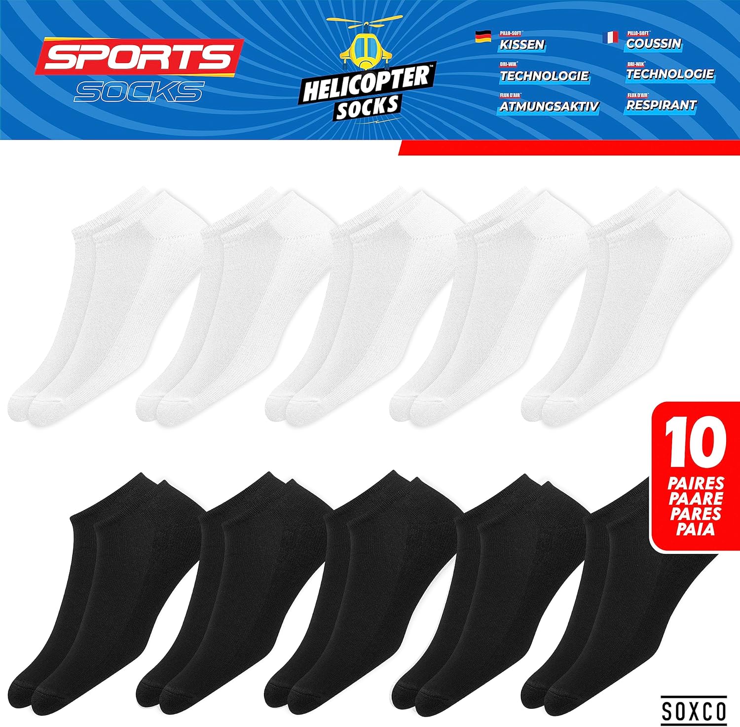 Thumbnail 2 de SOXCO Chaussettes Basses Homme Socquettes Courtes Lot de 10 Paires