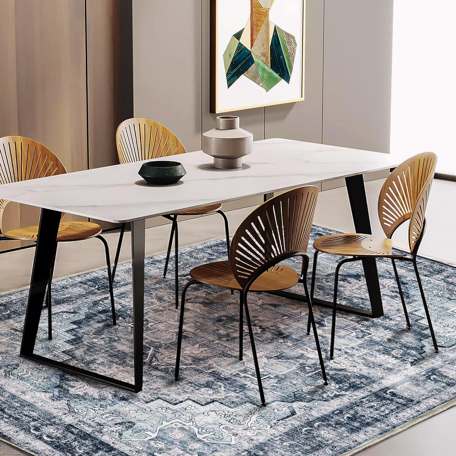 Thumbnail 1 de CHAMPLANT Dark Blue area rug, 3x5 ft