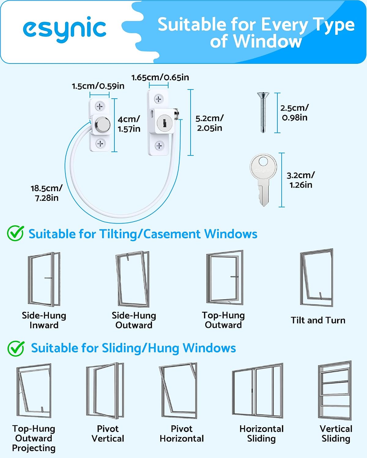 Thumbnail 6 de eSynic 8 Pack Child Safety Window Locks 8-piece