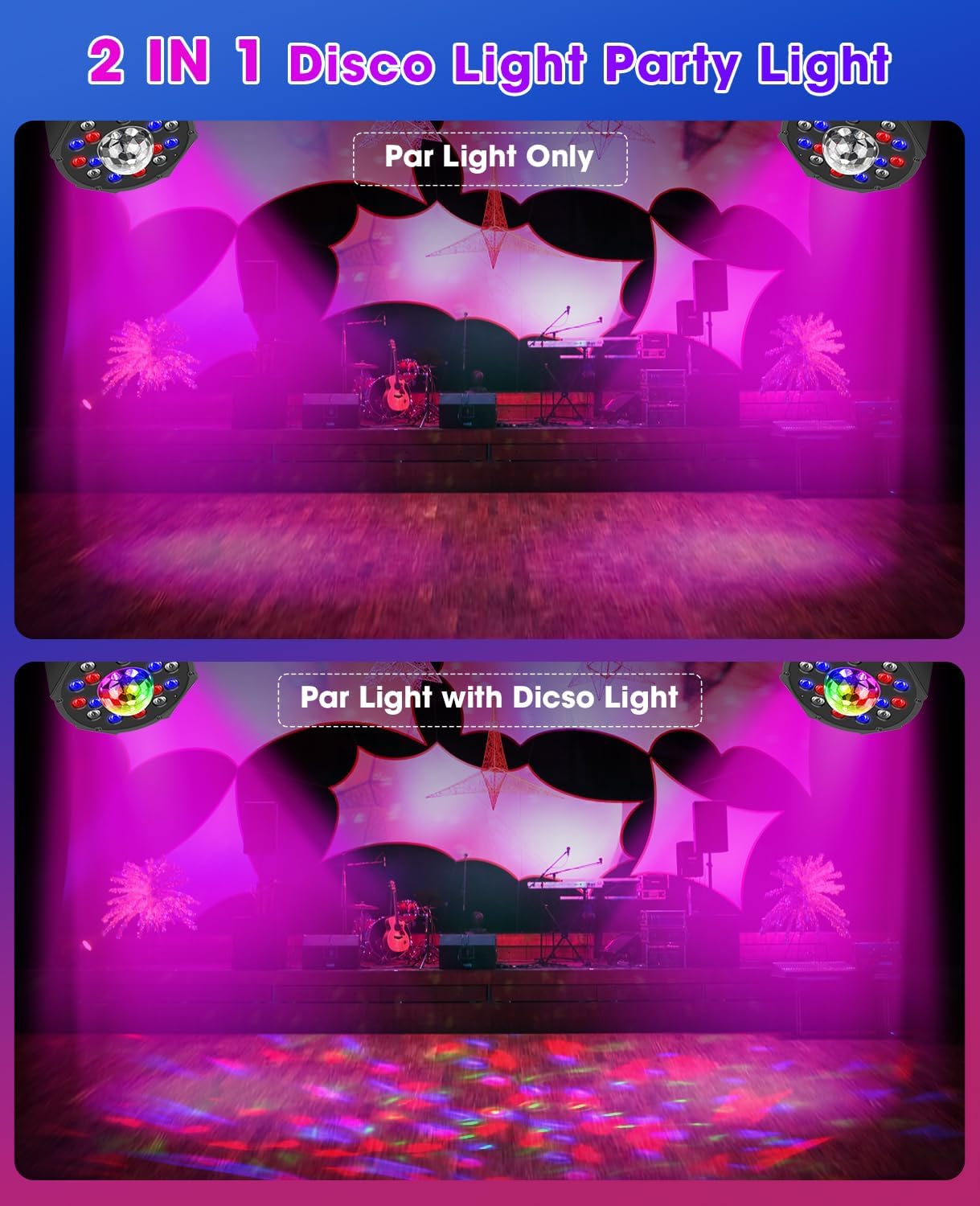 Detalle 2 de Outerman Par light 2-in-1 Party Lights, 18 LEDs, 7 Effects, Sound-Activated
