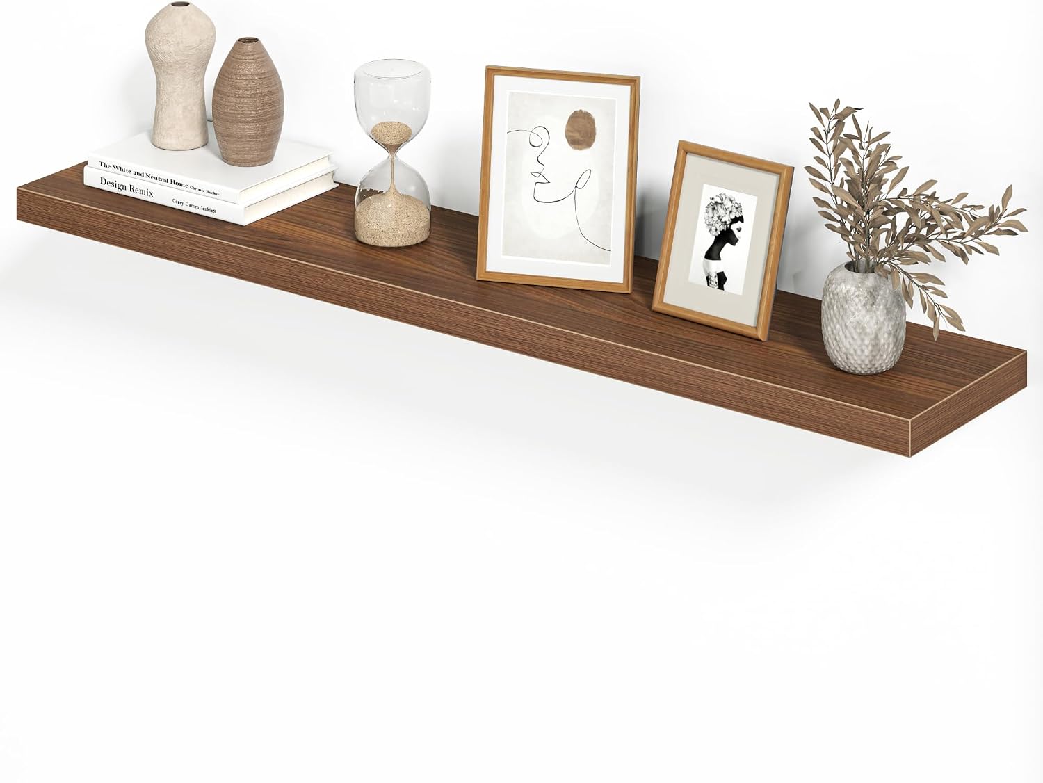 Detalle de Heimlove Floating Shelves for Wall, 48-Inch Walnut Shelf, 9.3-Inch Deep
