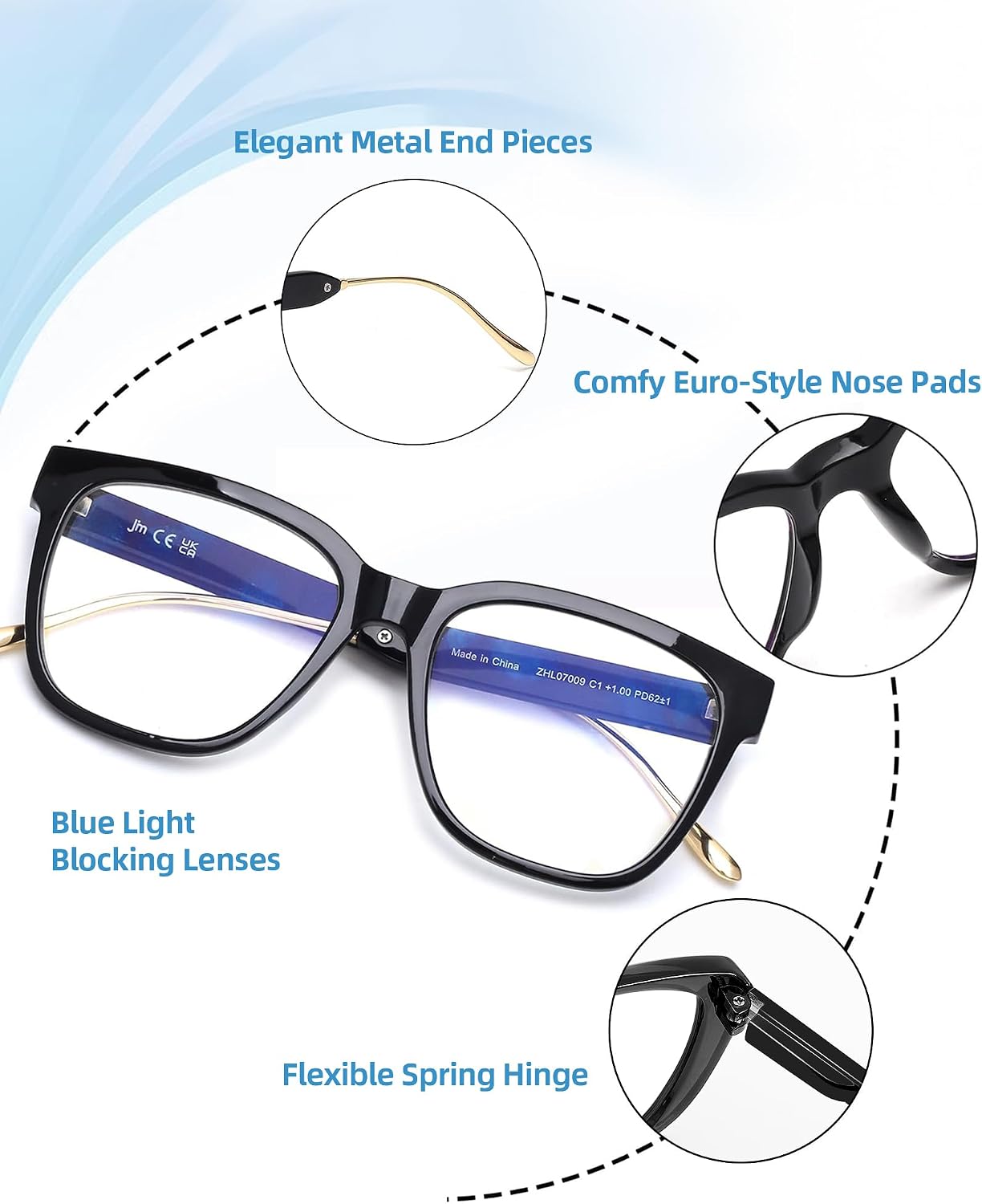 Thumbnail 4 de JM Oversized Reading Glasses Women – 3 Pack Large Square Blue Light Blocking Readers
