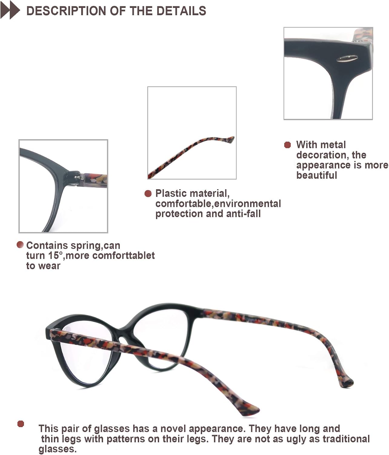 Detalle de HEEYYOK cat eye reading glasses +2.00