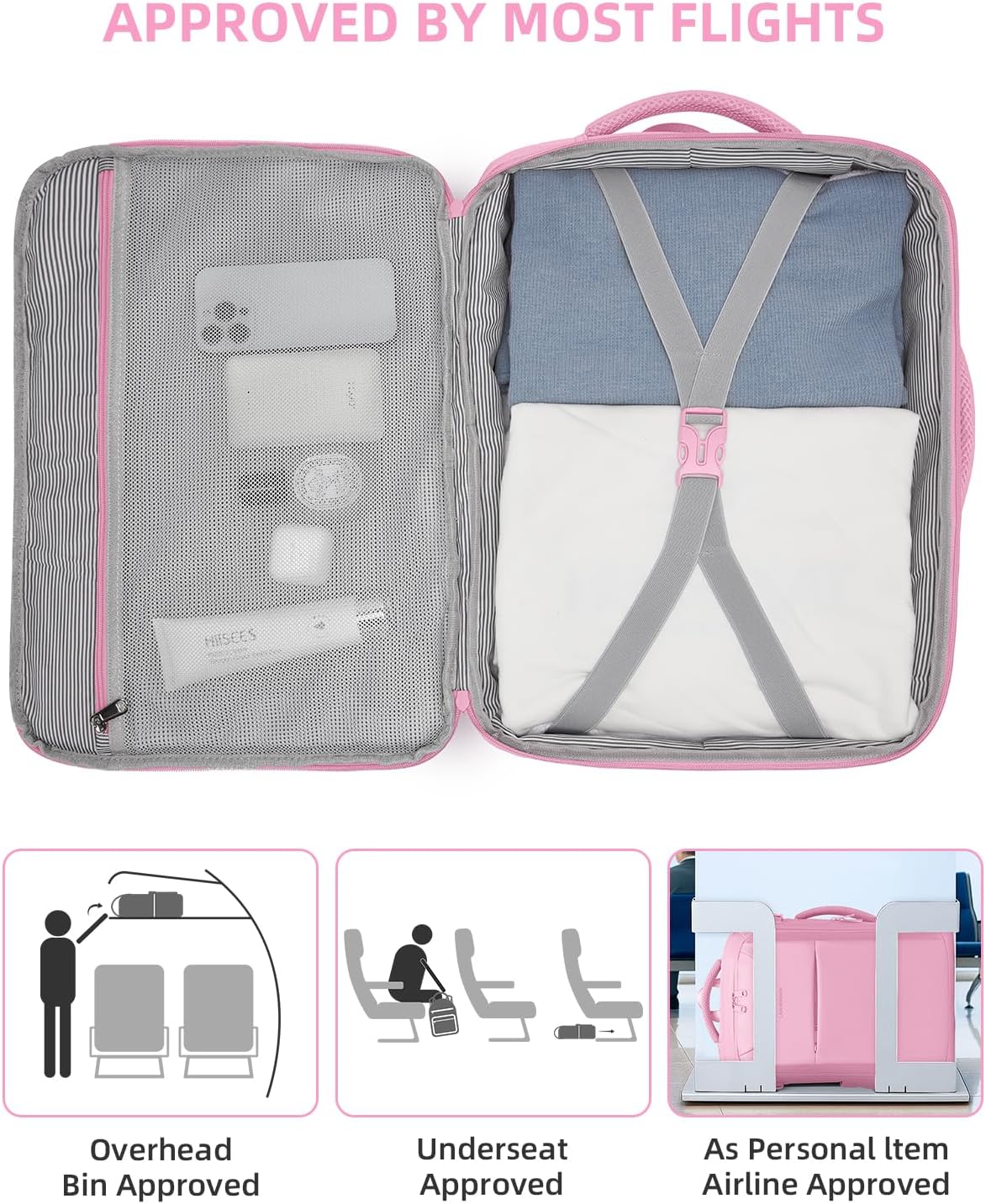 Thumbnail 5 de LARVENDER Carry-on Luggage Expandable 20 Inch Hardside Set with TSA Lock + Large Travel Backpack (Peach Sparkling)