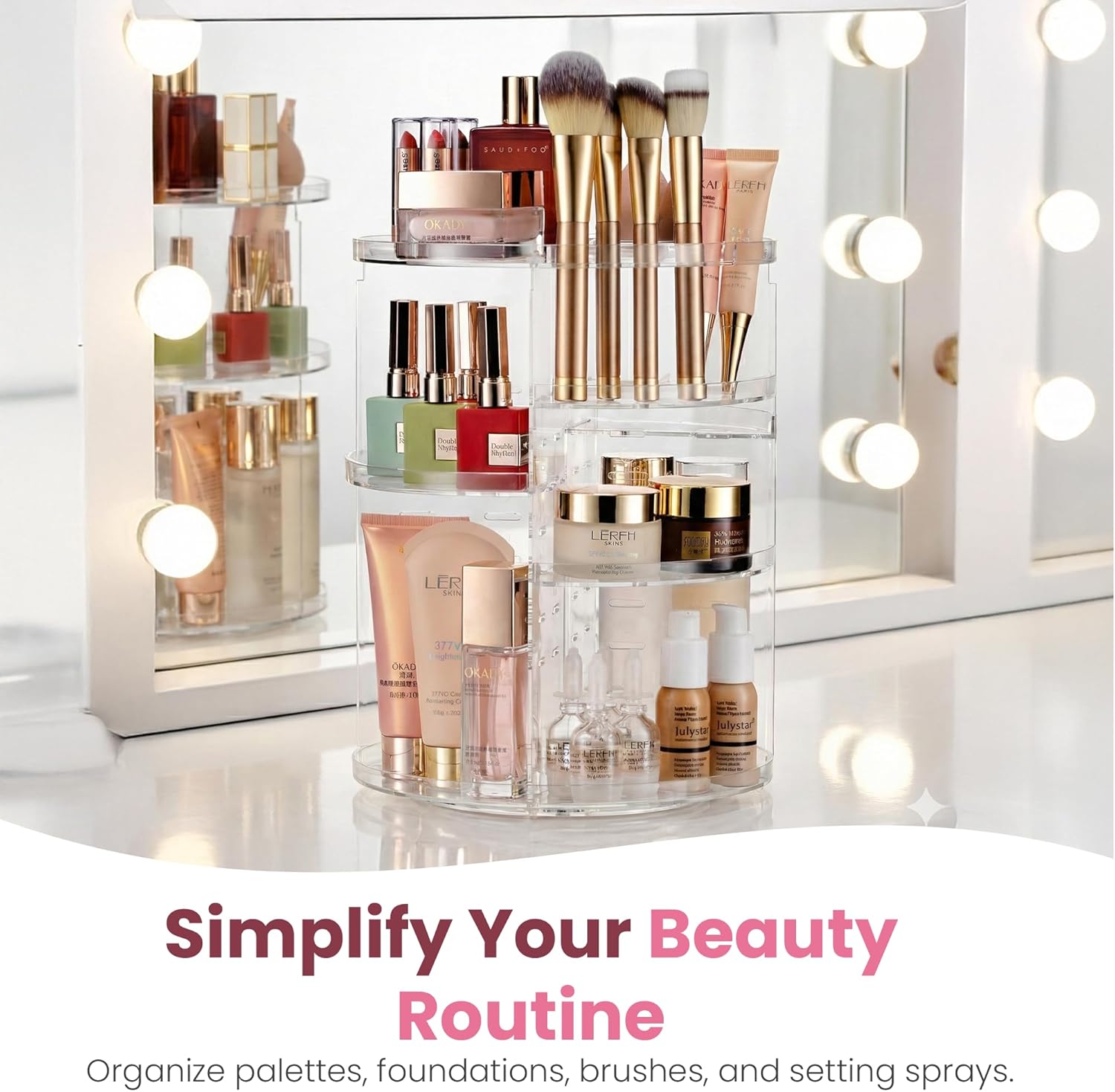 Thumbnail 6 de Masirs 360 Rotating Makeup Organizer Countertop