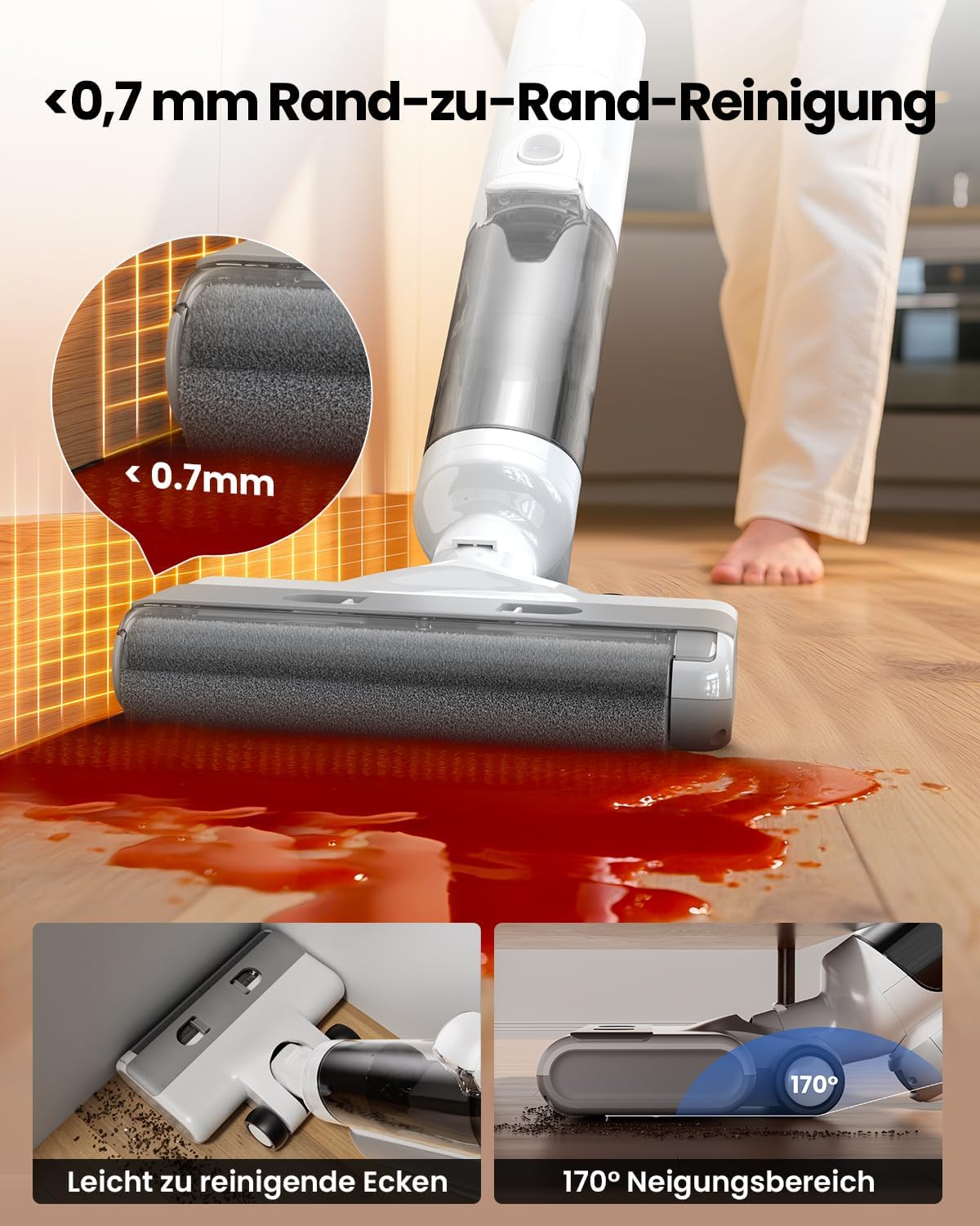 Detalle 2 de Proscenic F10 Ultra Nass- und Trockensauger – 3 in 1 mit Wischfunktion, 60 Min Laufzeit