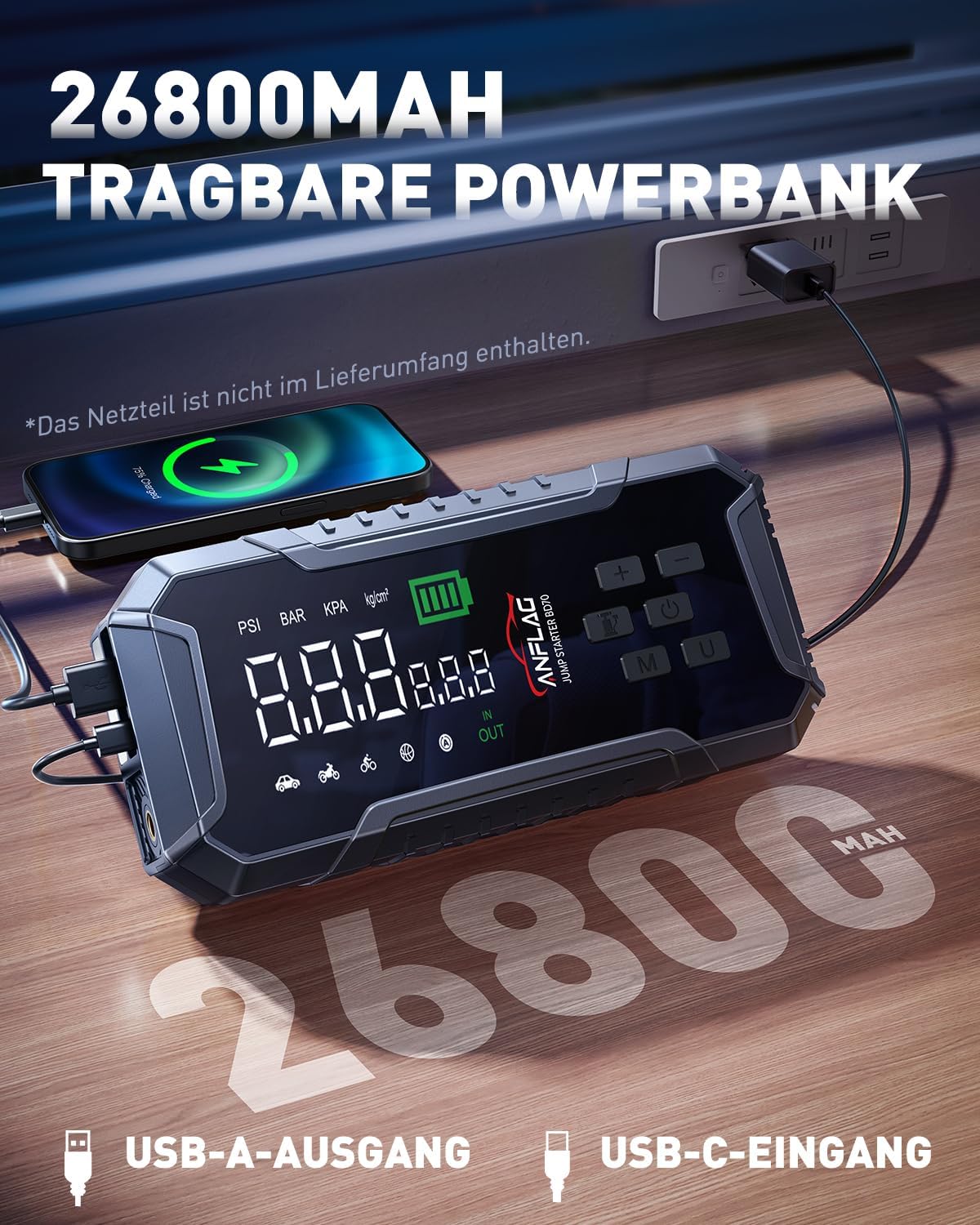 Detalle 2 de ANFLAG 7000A Starthilfe 26800mAh