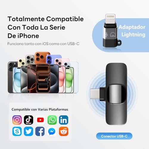 Thumbnail 7 de Qhot micrófono inalámbrico de solapa con 10 horas de batería