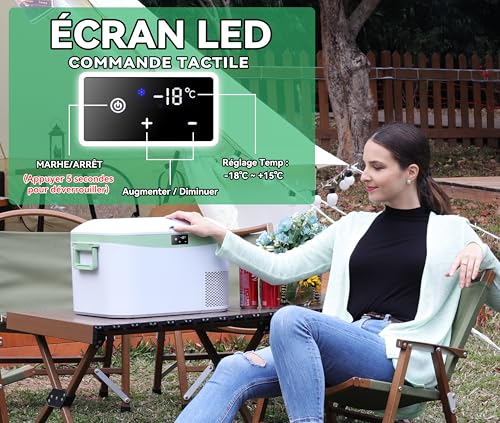 Detalle de BINGI Glacière Électrique Voiture 12,8 L : compression silencieuse et refroidissement rapide jusqu’à -18°C