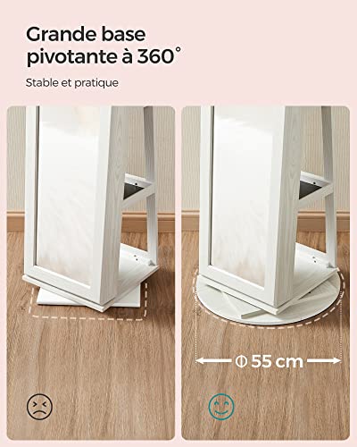Thumbnail 7 de SONGMICS Armoire à Bijoux JBC62W : Organisateur 3-en-1 avec Miroir et Pivotement à 360°