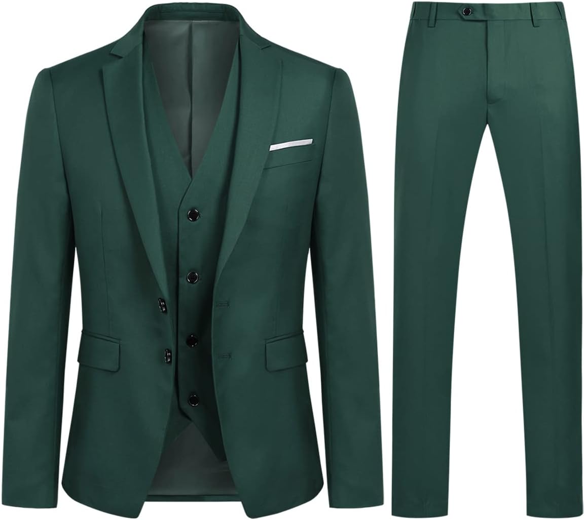 Costume homme 3 pièces Slim Fit YOUTHUP : veste à double revers, gilet et pantalon deux boutons