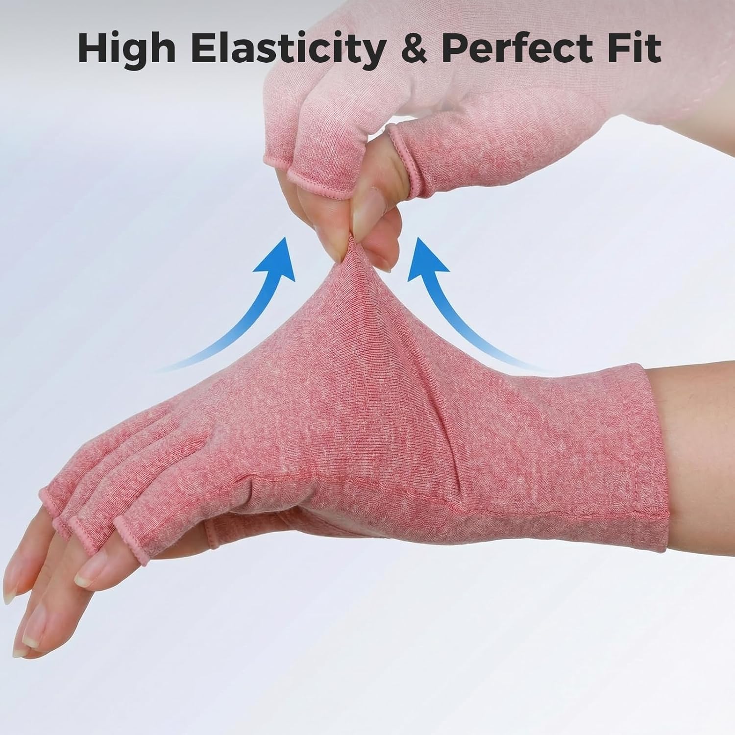Thumbnail 2 de Donfri 2 Pairs Arthritis Gloves Fingerless Compression Gloves (Pink, M) for Rheumatoid/Osteoarthritis & Raynaud’s