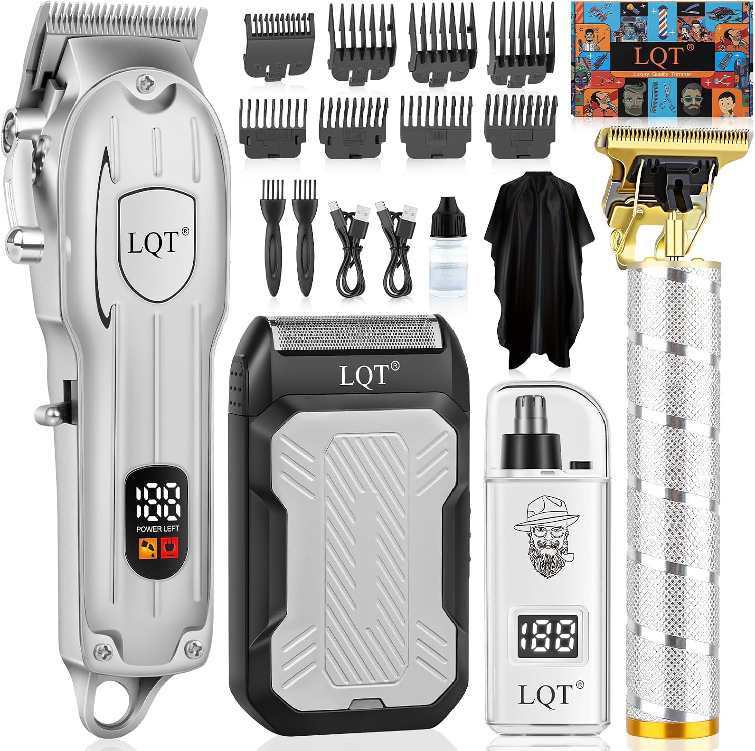 Detalle de Hair Clippers for Men with LED Display: 4-Piece Cordless Grooming Kit by LQT
