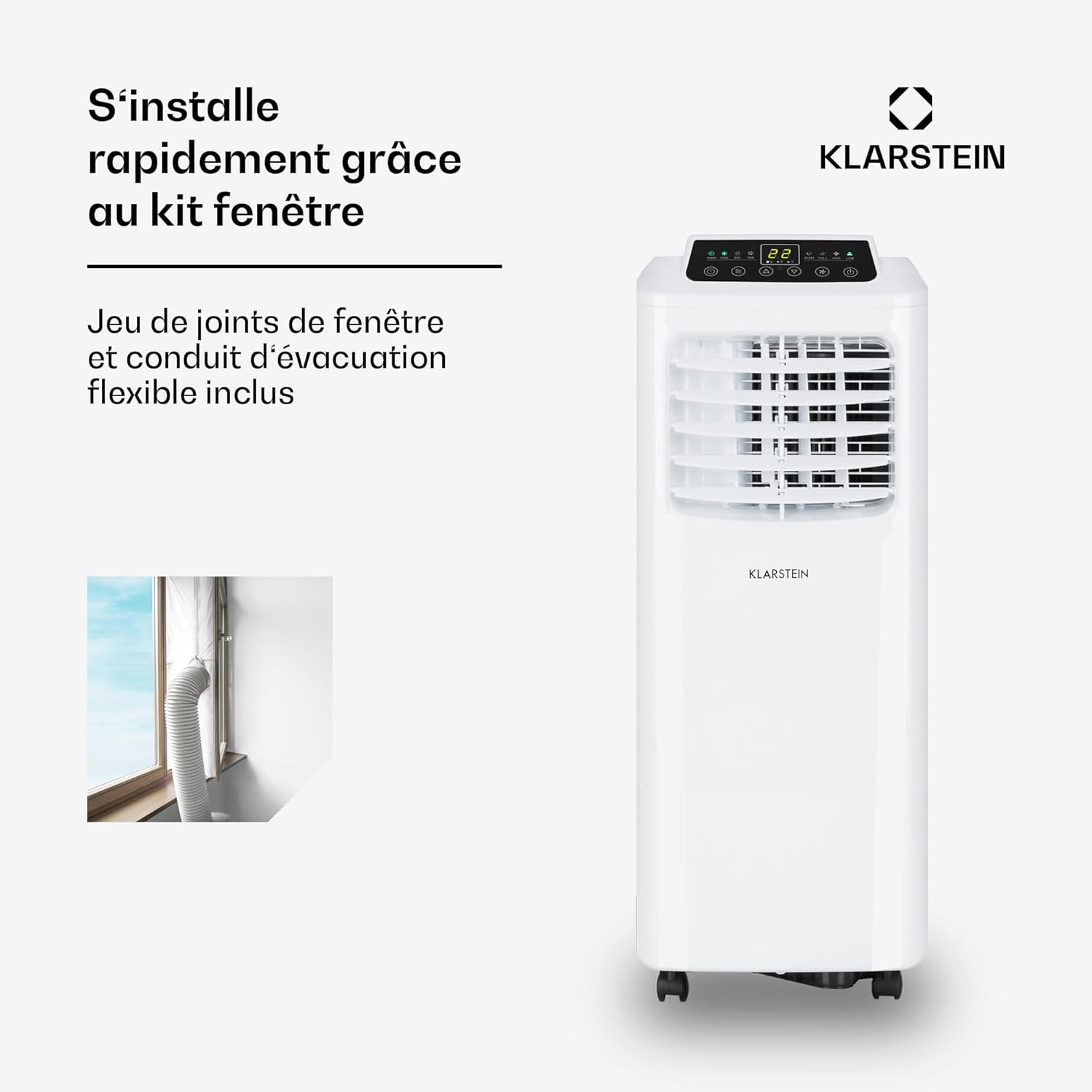 Detalle de Klarstein Climatiseur Mobile Silencieux 3-en-1 Smart (7000 BTU) : refroidissement, déshumidification et ventilation