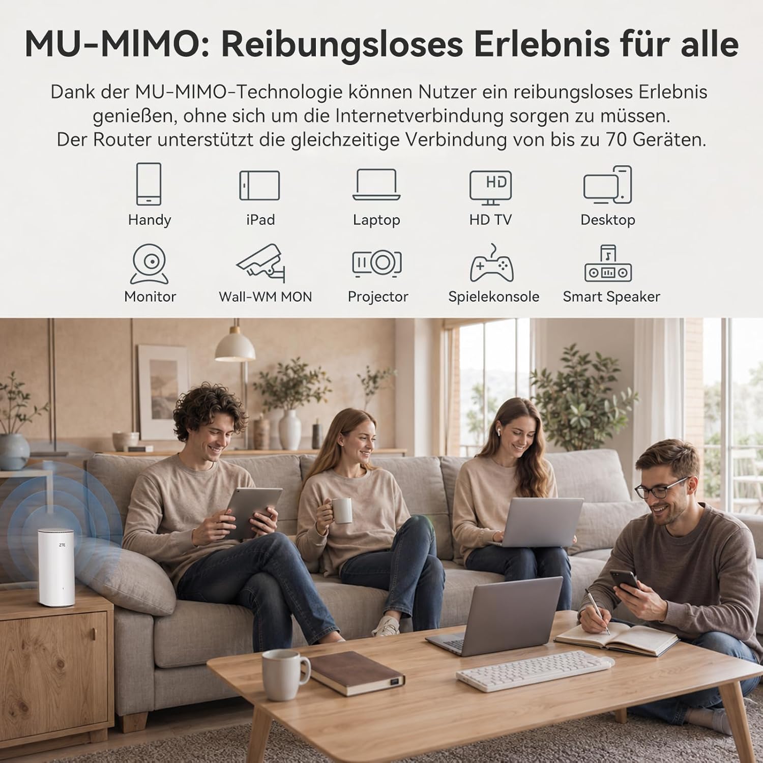 Thumbnail 6 de ZTE WLAN Router WiFi 6 AX3000 mit EasyMesh – stabile Abdeckung für Homeoffice und Streaming