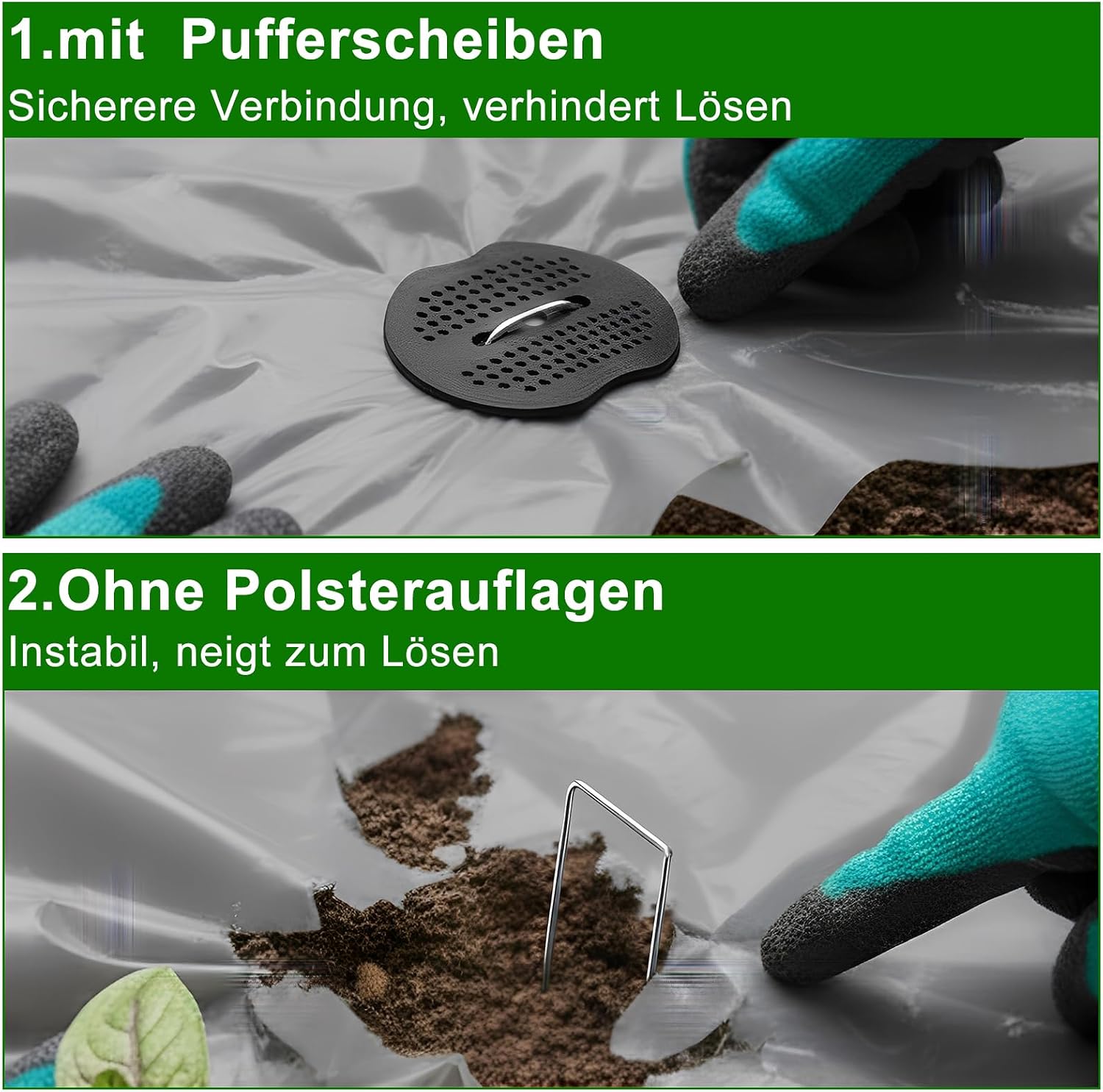 Detalle de HOEXSPRAY BDS-03 U-vormige grondpennen met sluitringen van verzinkt staal