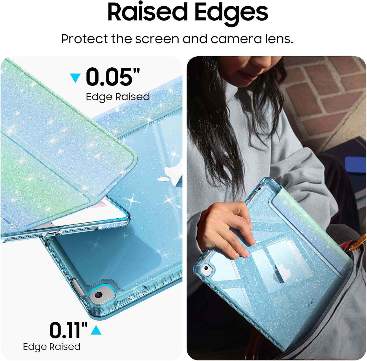 Thumbnail 5 de Fintie Glitzer-Hülle für iPad 10,2 Zoll (9./8./7. Generation, 2019–2021) – transparente Glitzer-Schutzhülle mit Stifthalter und Auto Sleep/Wake