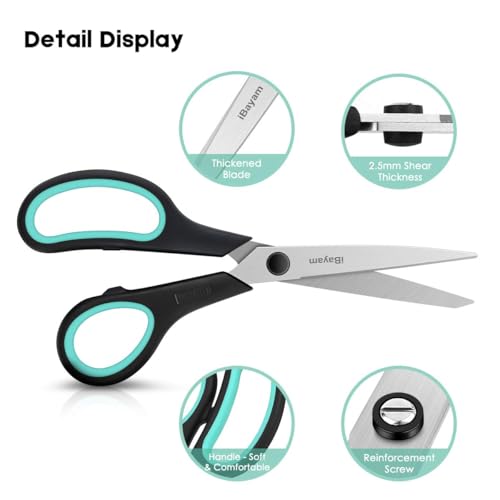 Detalle de iBayam 8.5" Heavy Duty Scissors: All-Purpose Darling for Office, School, Crafts, and Sewing