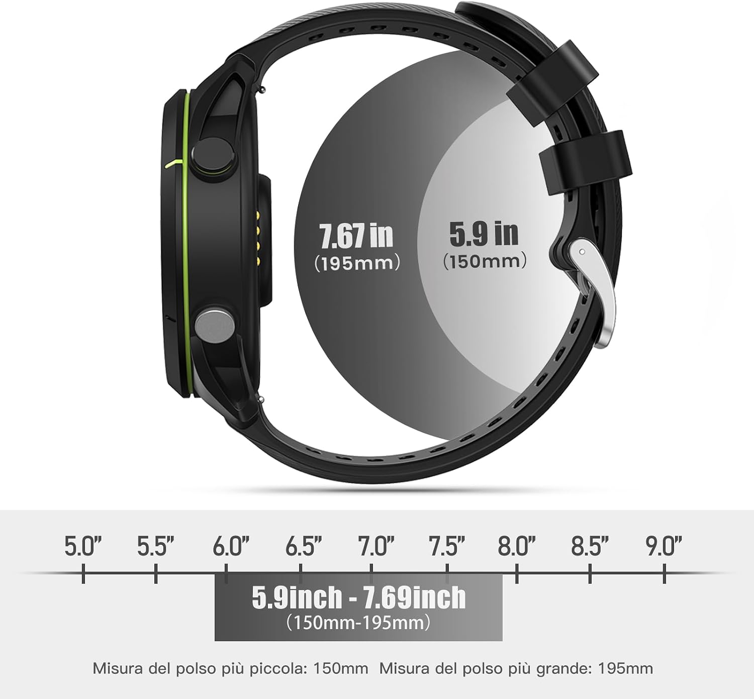 Detalle de ANBEST cinturino sportivo in silicone da 22 mm compatibile con Forerunner 255, Vivoactive 4, Venu 2 e altri smartwatch
