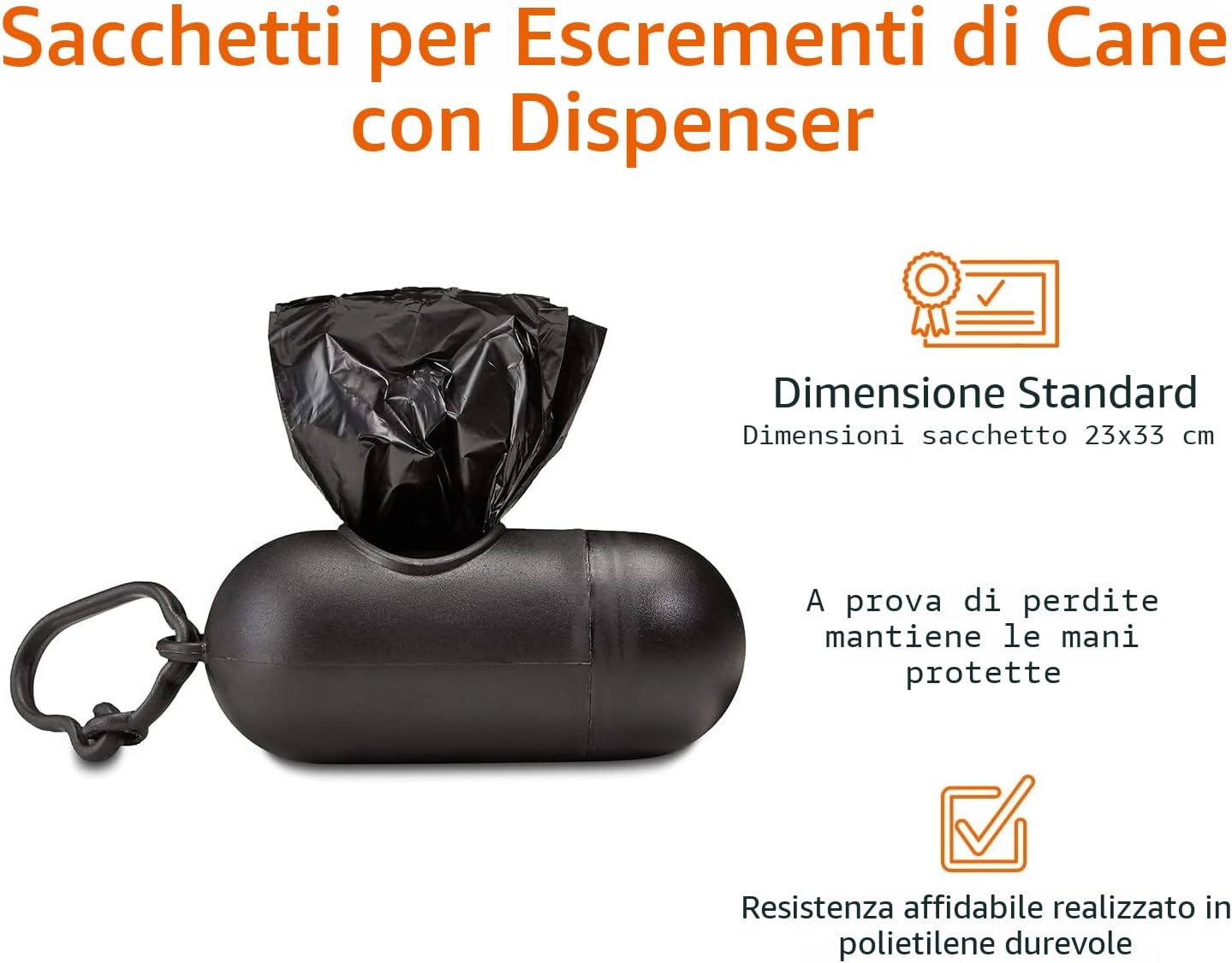 Detalle de Amazon Basics Sacchetti igienici per cani con dispenser e clip per guinzaglio, 600 pezzi (40 confezioni da 15 sacchetti)