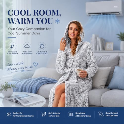 Detalle de RONGTAI Womens Dressing Gown Fleece Plush Warm Long Robe