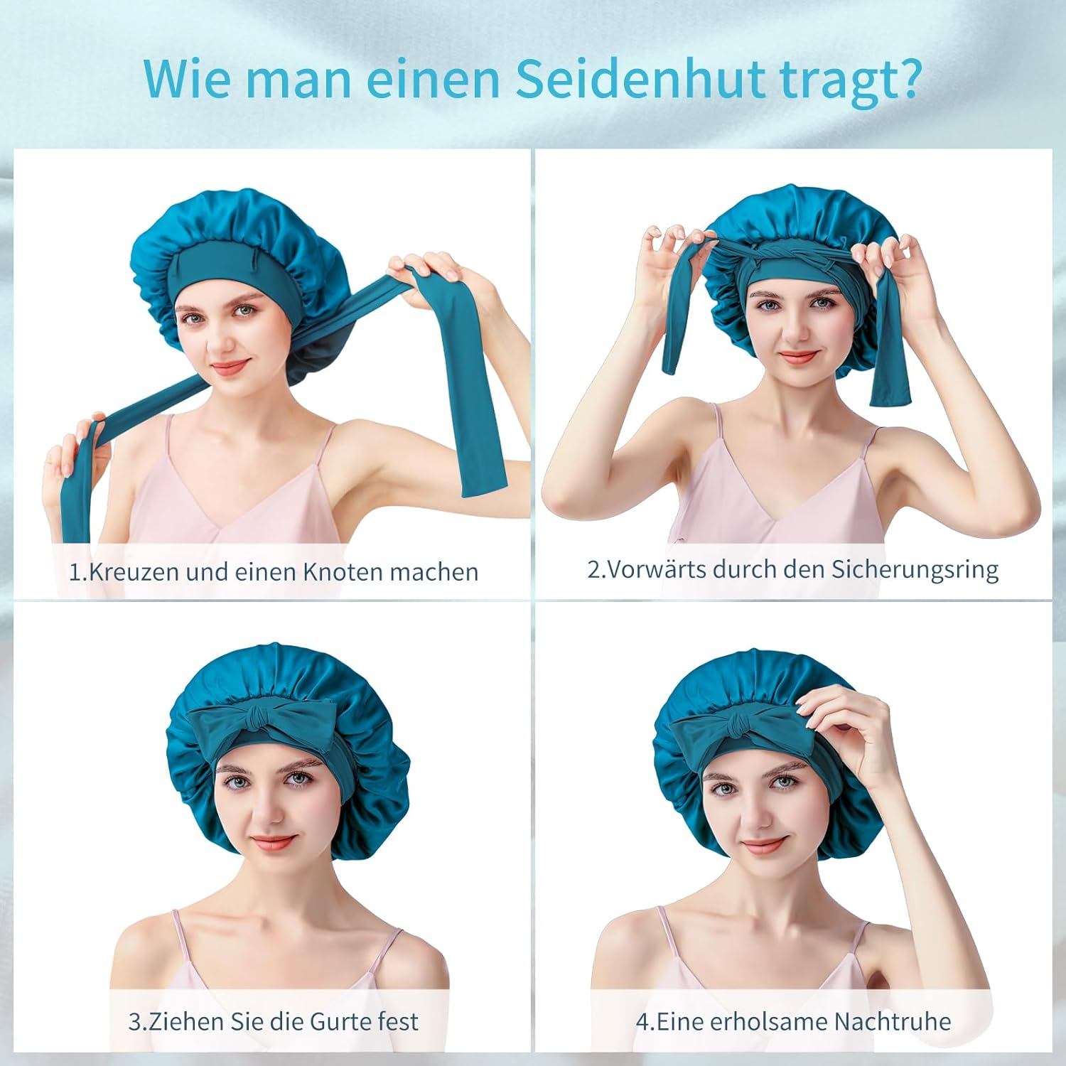 Thumbnail 6 de Silmana Seidenhaube zum Schlafen aus 100 % Maulbeerseide (22 Momme), doppellagig & beidseitig nutzbar