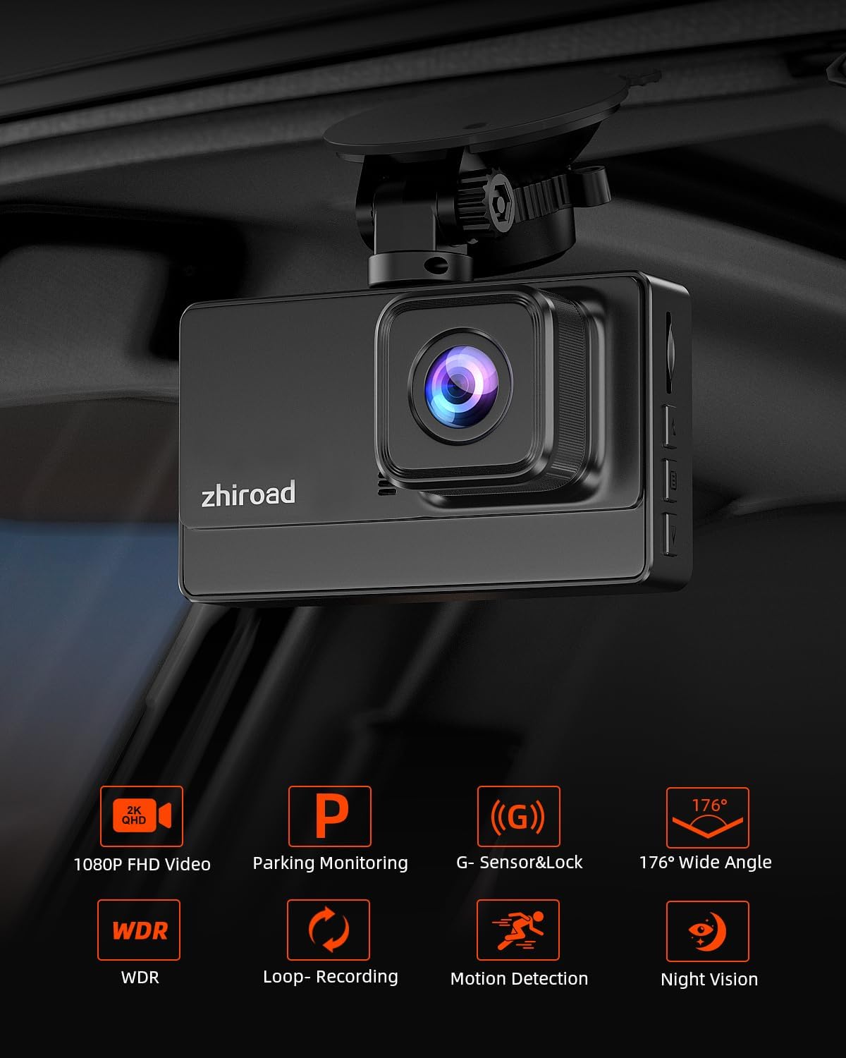 Detalle 2 de Zhiroad Dash CAM Coche 1080P 176°
