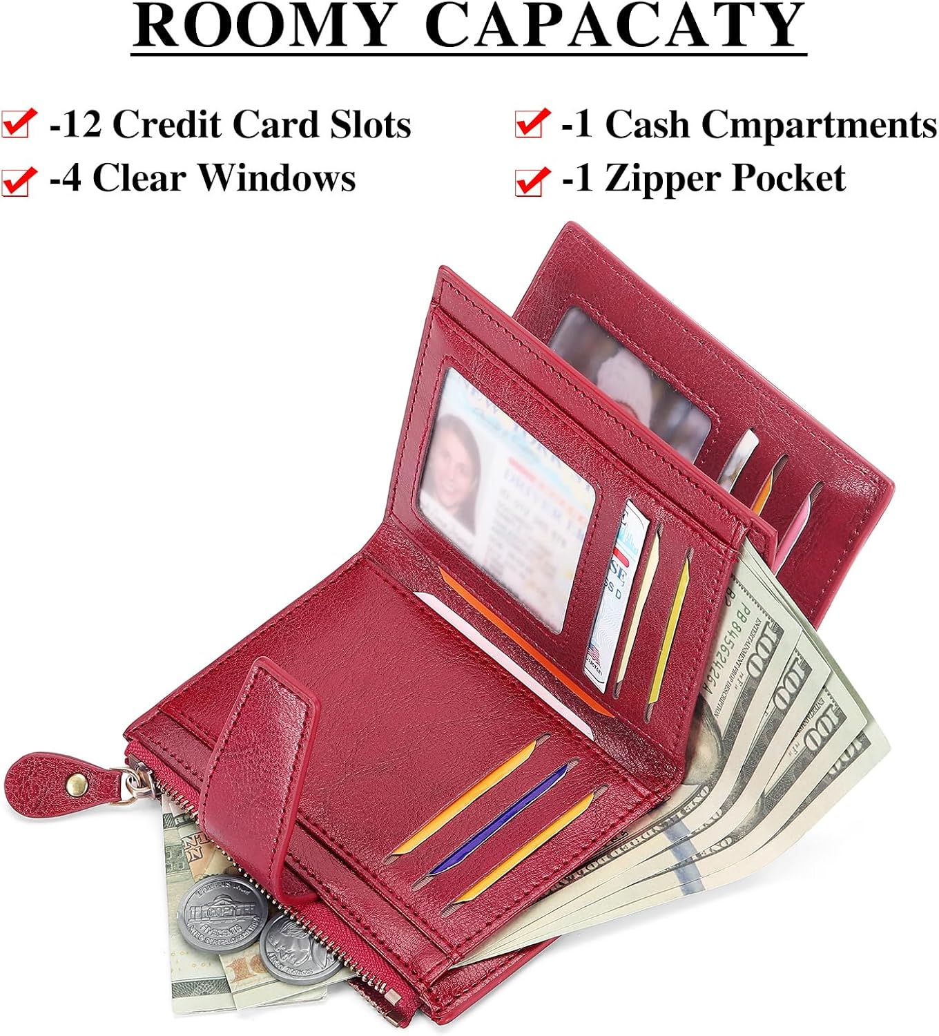 Thumbnail 4 de SENDEFN Women's RFID leather bi-fold wallet 👛