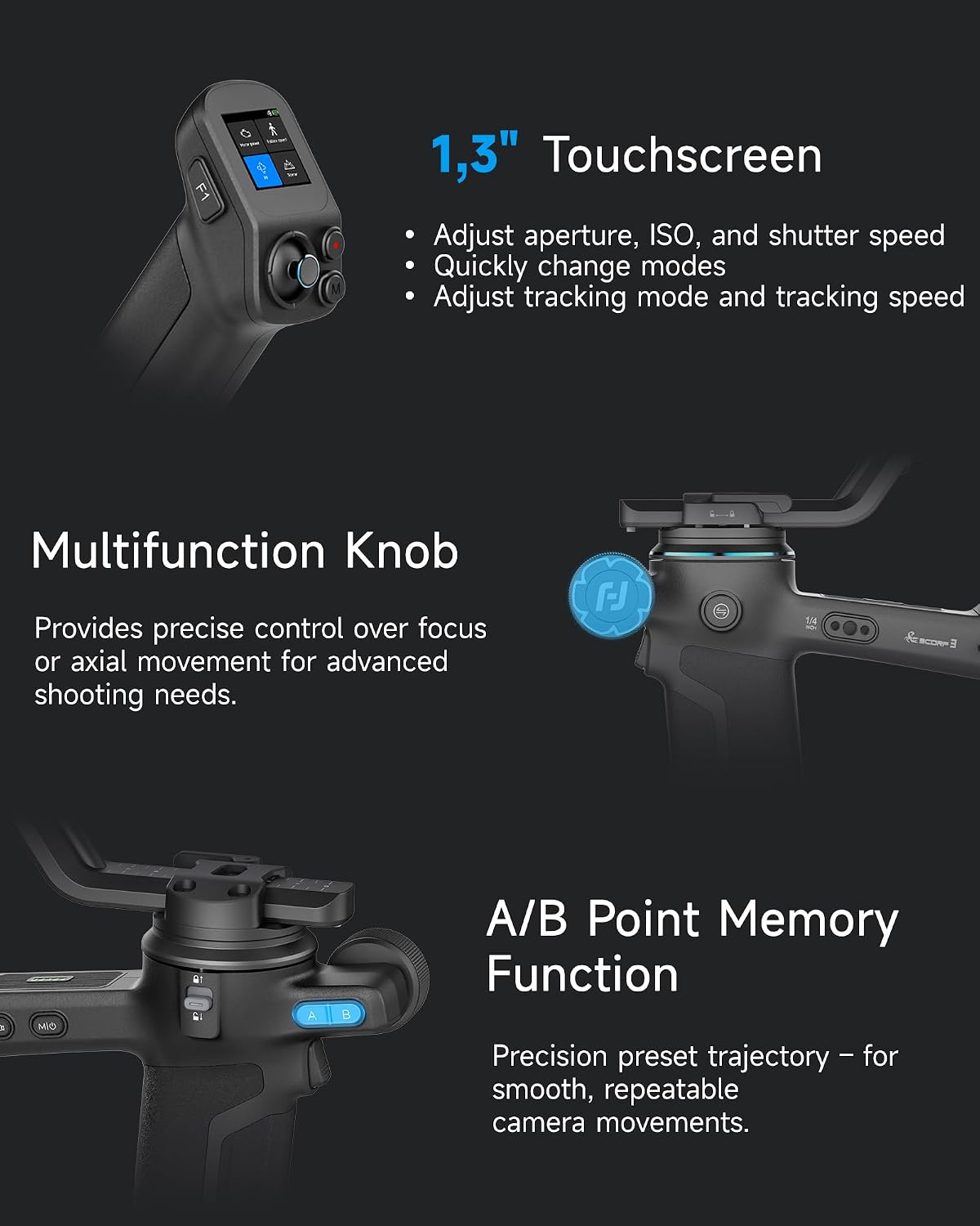 Thumbnail 6 de Feiyutech SCORP 3 Kit gimbal stabiliser with built-in 4.0 AI tracking