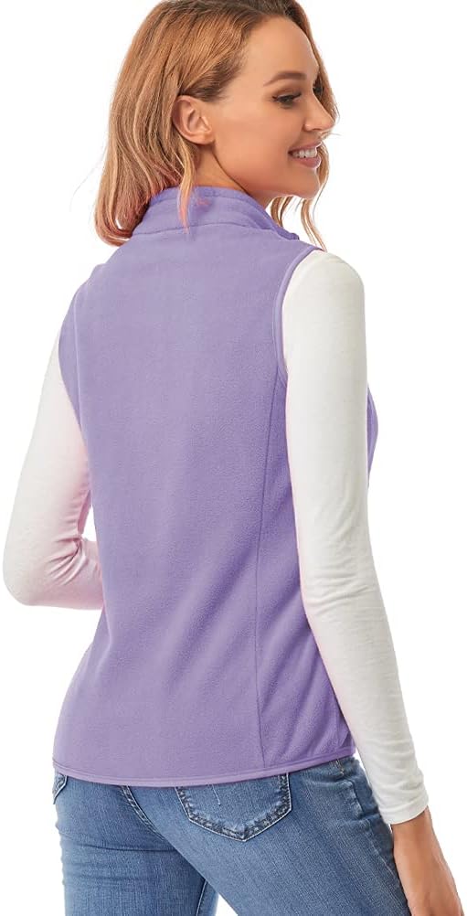 Detalle de Fuinloth Fleece-Weste für Damen mit Stehkragen und Reißverschlusstaschen – leichte Ärmellose Zwischenschicht