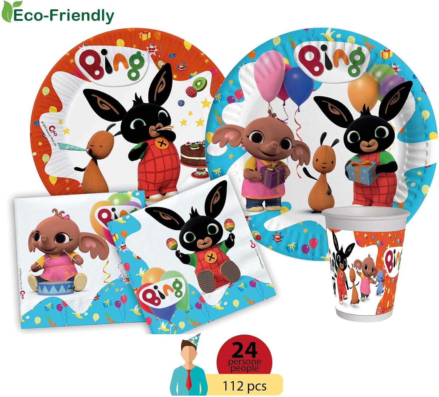 Detalle de Ciao Y5017 – papierowy zestaw imprezowy Bing dla 24 osób, 112 elementów