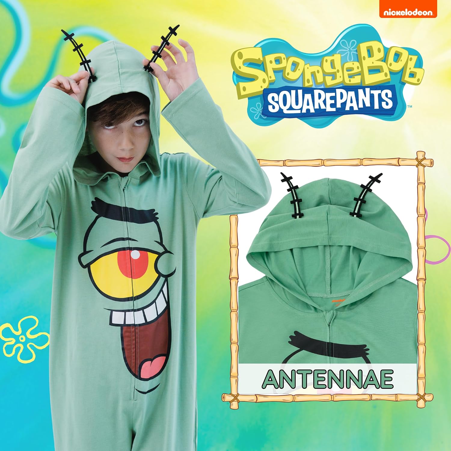 Detalle de Nickelodeon SpongeBob SquarePants Zip-Up Cosplay Coverall, Hooded and Long Sleeve
