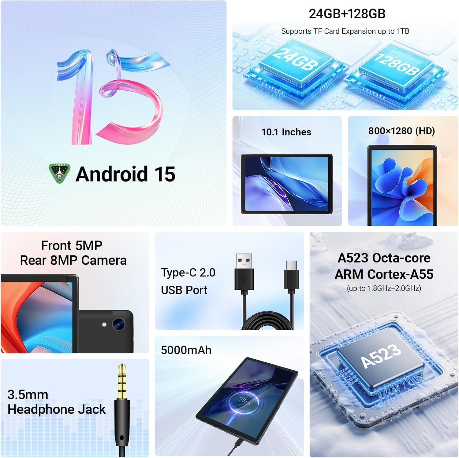 Detalle 2 de Laptok Android 15 Tablet 10 Pollici