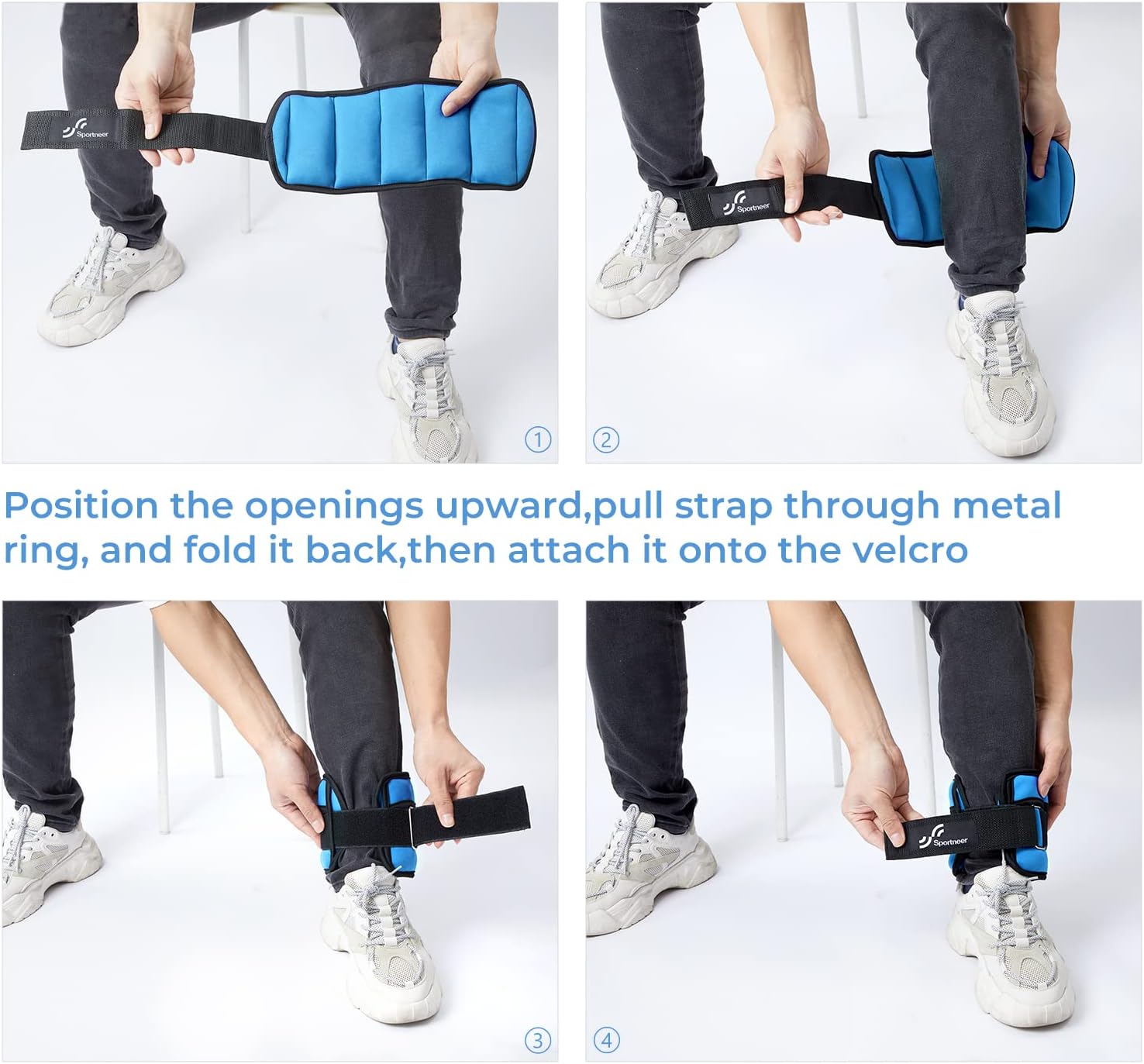 Detalle de Sportneer Adjustable Ankle Weights Set: Leg Weights for Progressive Training