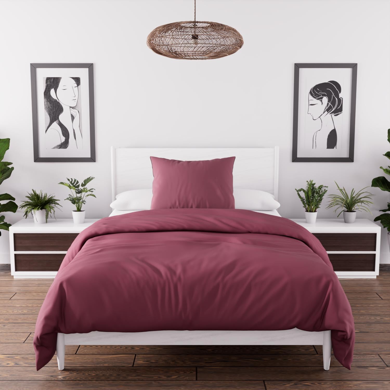 Thumbnail 4 de Intemporel Parure housse de couette en microfibre lavée Boheme Vieux Rose 240x220 cm (Soleil d’Ocre)