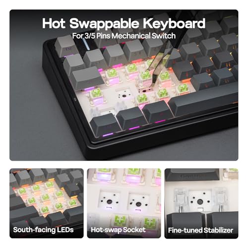 Detalle de EPOMAKER x Aula F75 Teclado mecánico 75% con intercambio en caliente, 3 modos de conexión y acolchado de 5 capas