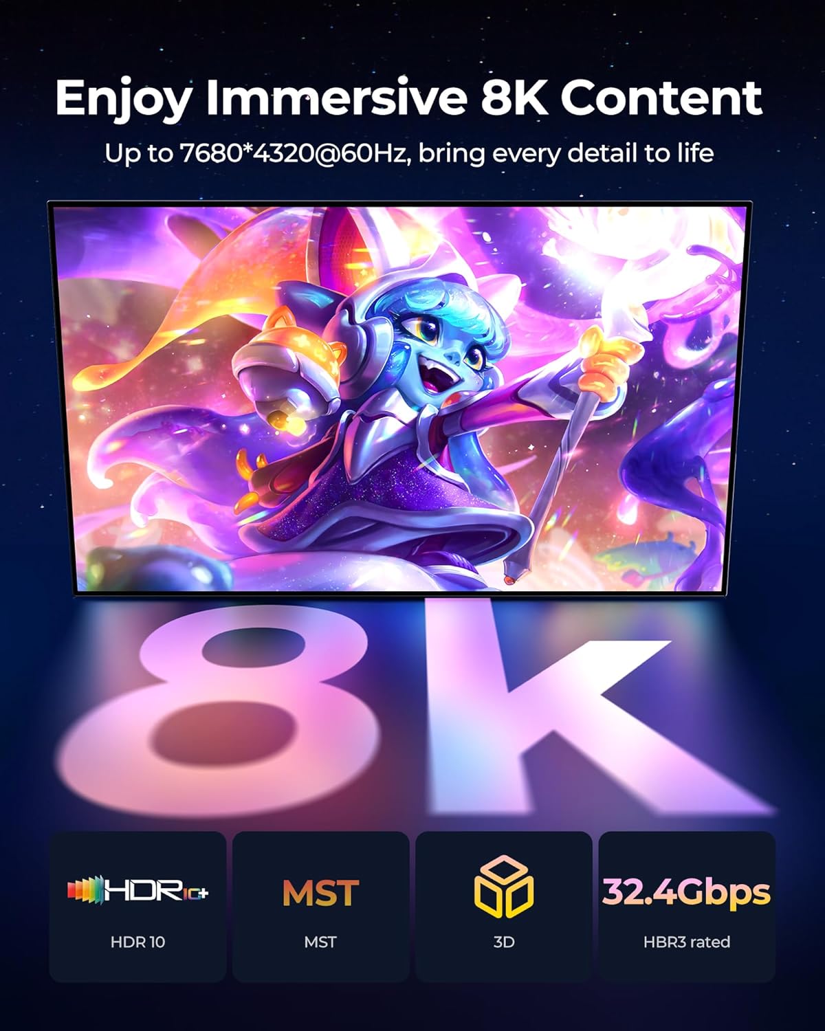 Thumbnail 3 de Silkland DisplayPort 1.4 Cable 5m (1.4) for Gaming Monitors & Graphics Cards