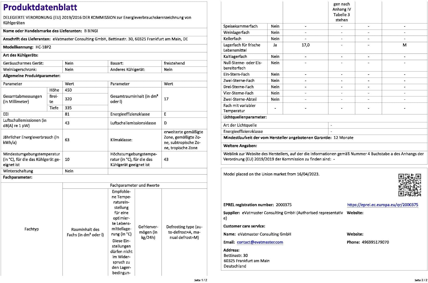 Thumbnail 6 de BINGI Kompressor Kühlbox 18 L – Tragbarer Auto-Kühlschrank mit 12/24V DC und 230V AC