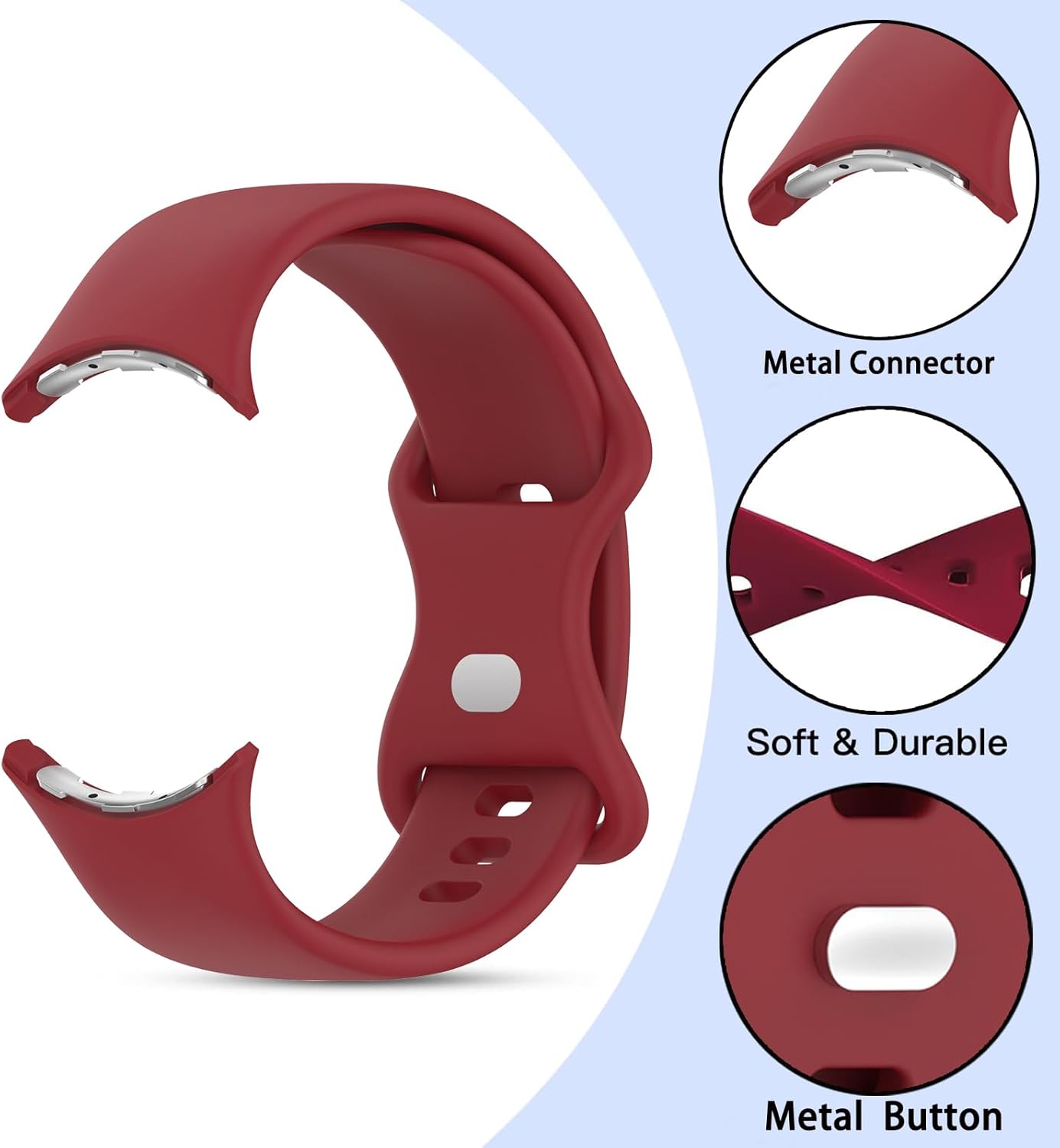 Thumbnail 1 de SUGARJAR Silicone Strap for Google Pixel Watch 3 (41mm) and Pixel Watch 2/1 – Soft, Durable Replacement Band