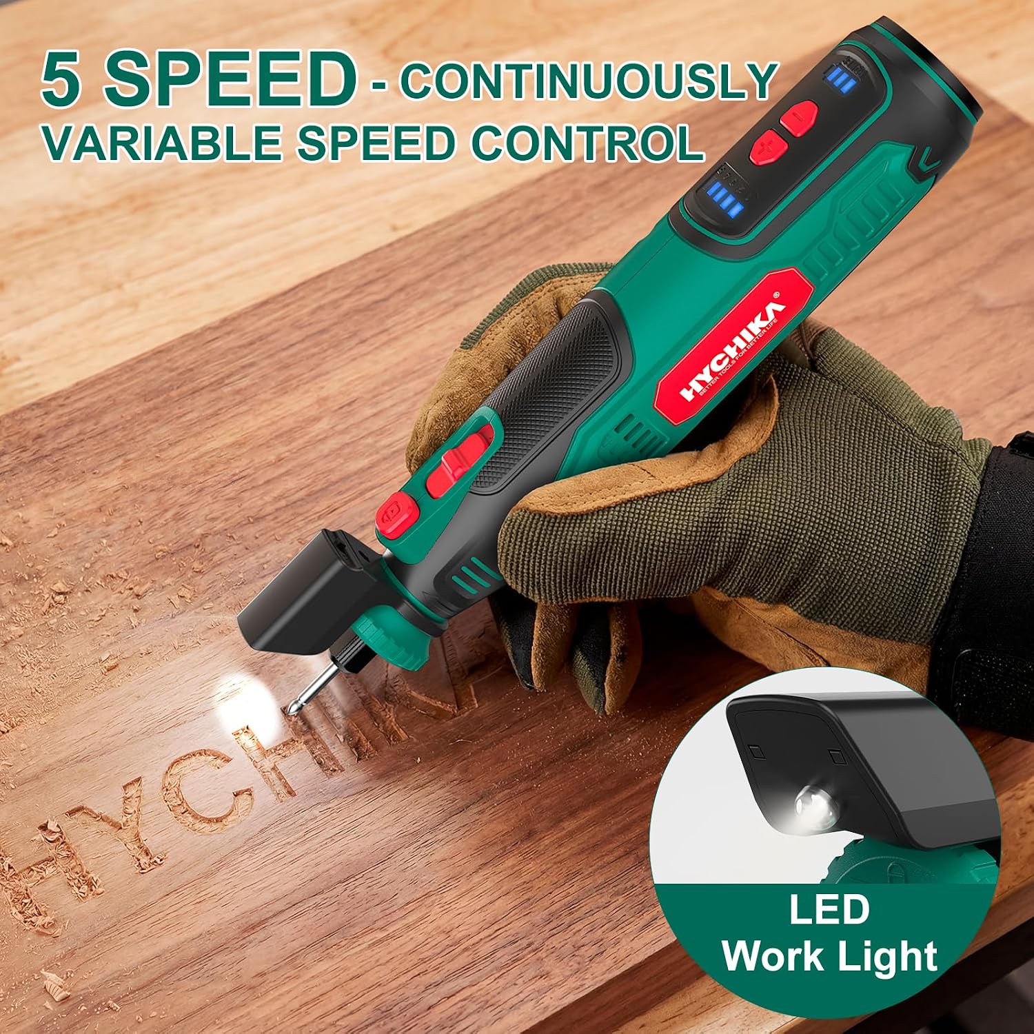 Thumbnail 2 de HYCHIKA 8V Cordless Rotary Tool with 145-Piece Accessory Kit — 5-Speed, 30,000 RPM, LED Light