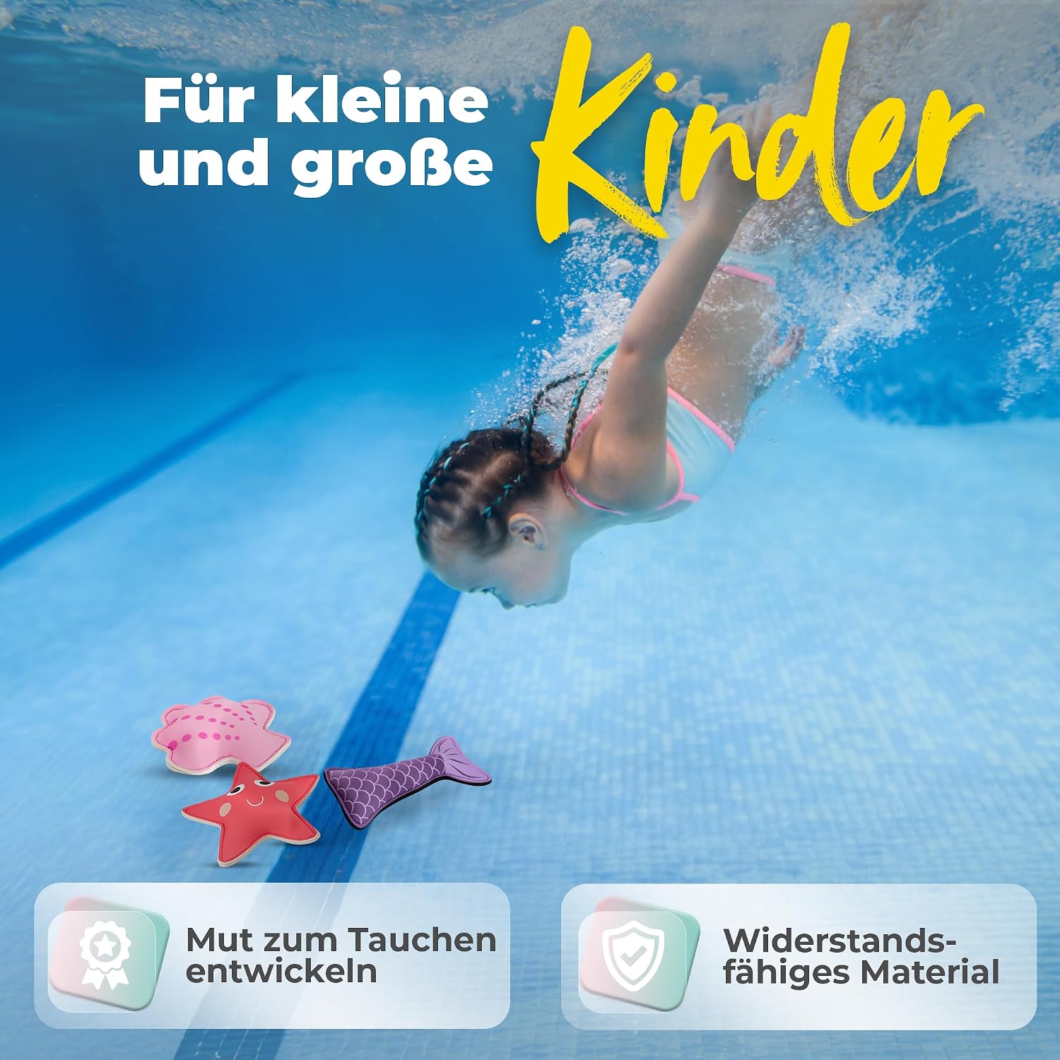 Detalle de KIDVERSE Tauchtiere für Kinder (Ocean Magic Pink) – Neopren-Tauchspielzeug fürs Pool-Tauchen