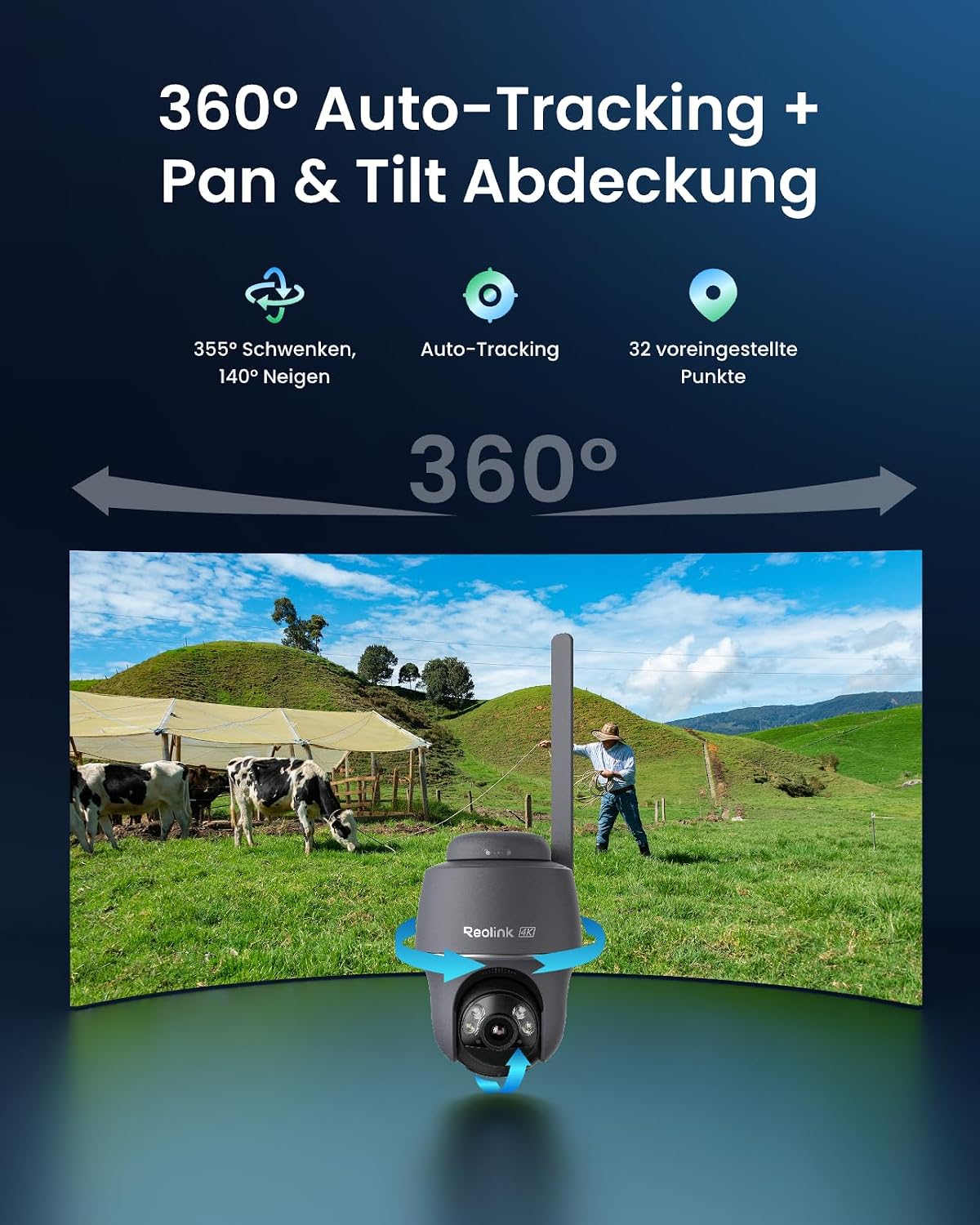 Detalle 2 de Reolink 4K 4G LTE Außenkamera 355° PTZ Solar