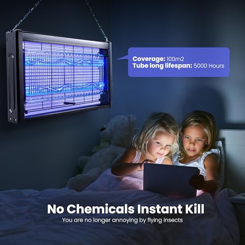 Thumbnail 2 de TTANMILY lámpara eléctrica antimosquitos y matamoscas de 20 W (365 nm) para interiores y jardines